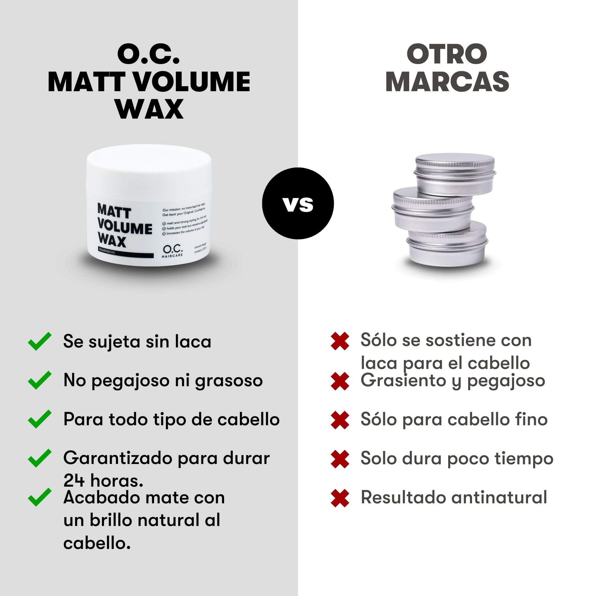 O.C. HAIRCARE Matt Volume Wax - Cera para cabello fino (100 ml, con estructura mate, 100 % vegana, fabricada en Alemania)