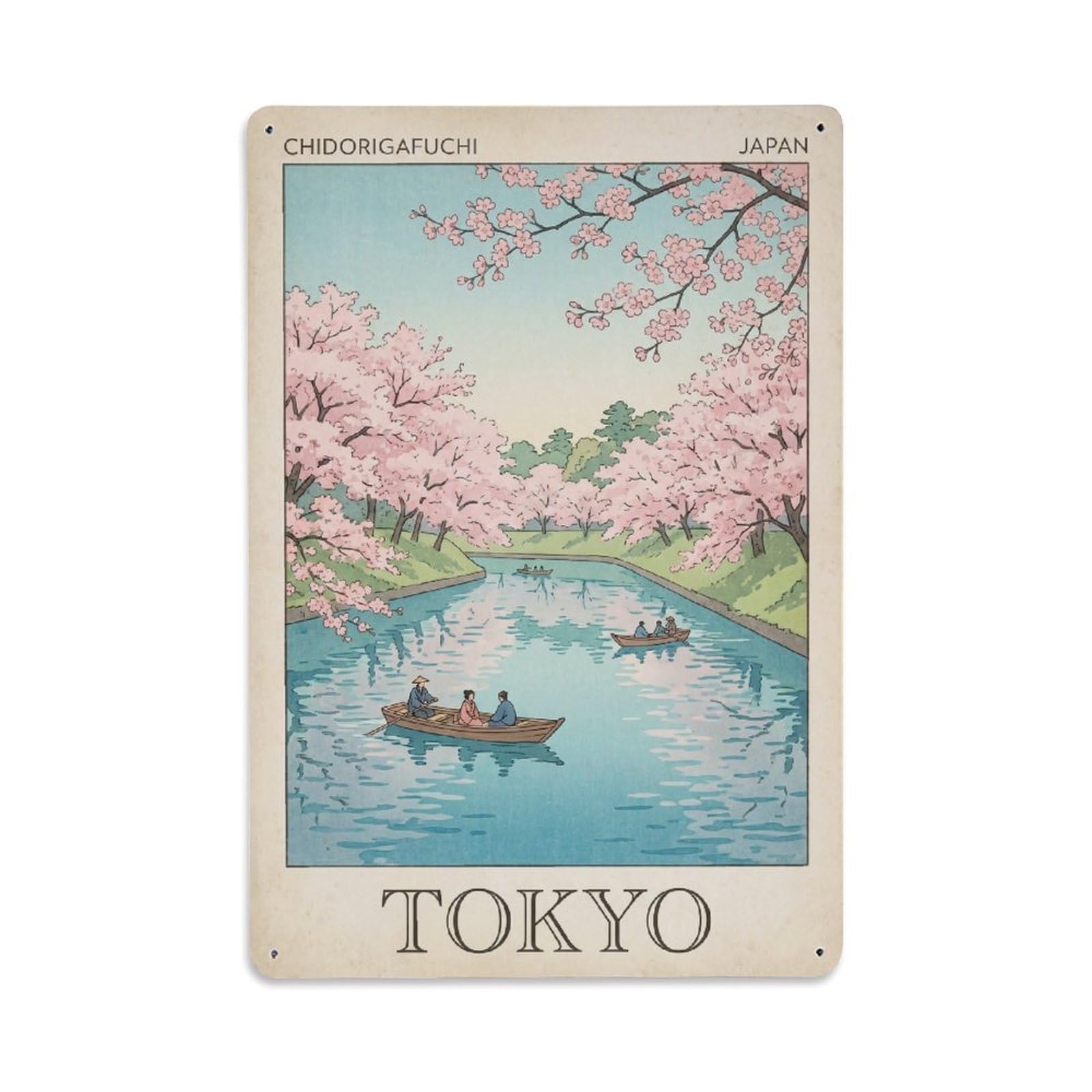 Gead 8X12inch Style Vintage Travel Tokyo Japan Moat Metal Tin Sign