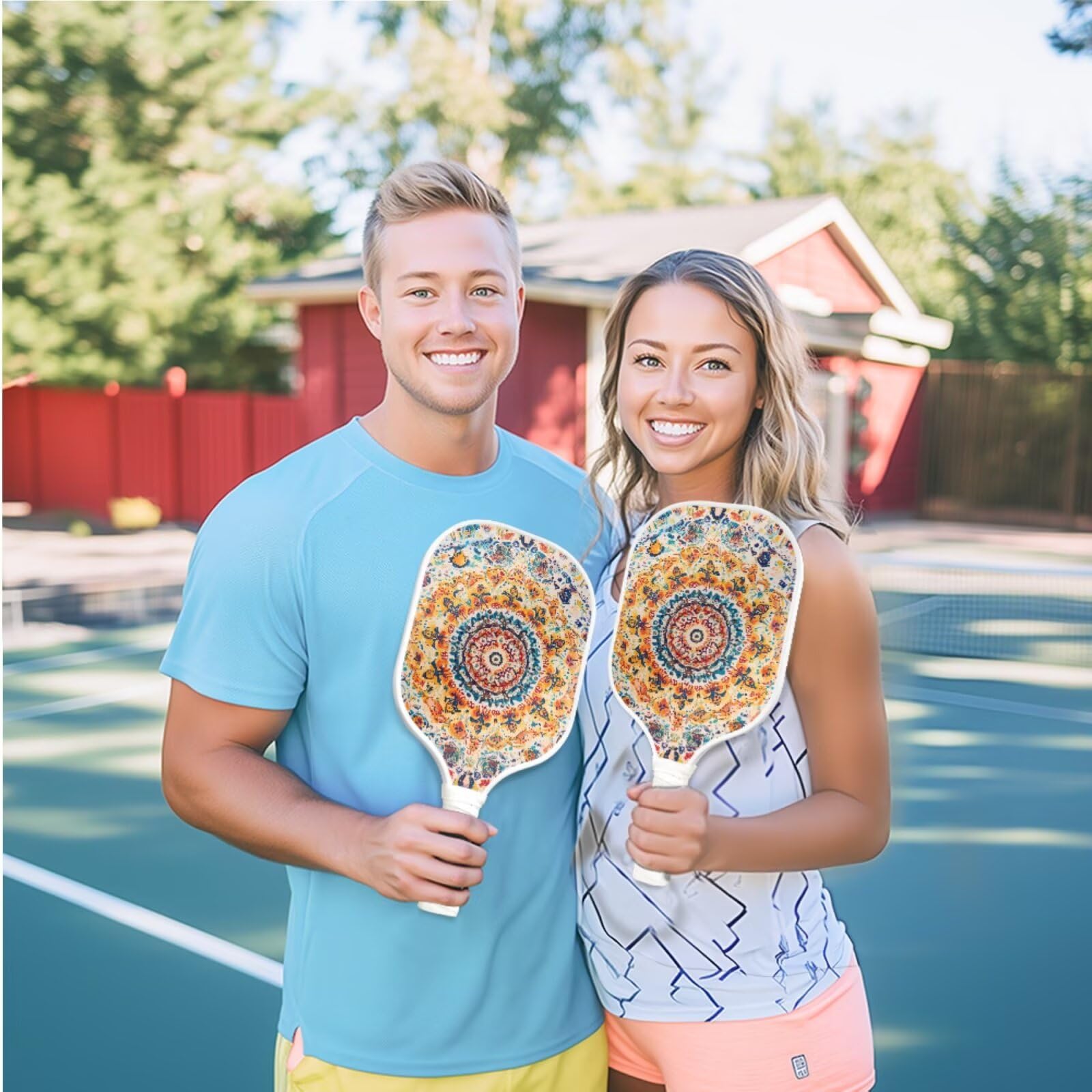 Set di 2 racchette da pickleball con superficie in fibra di vetro, ideale come regalo per principianti