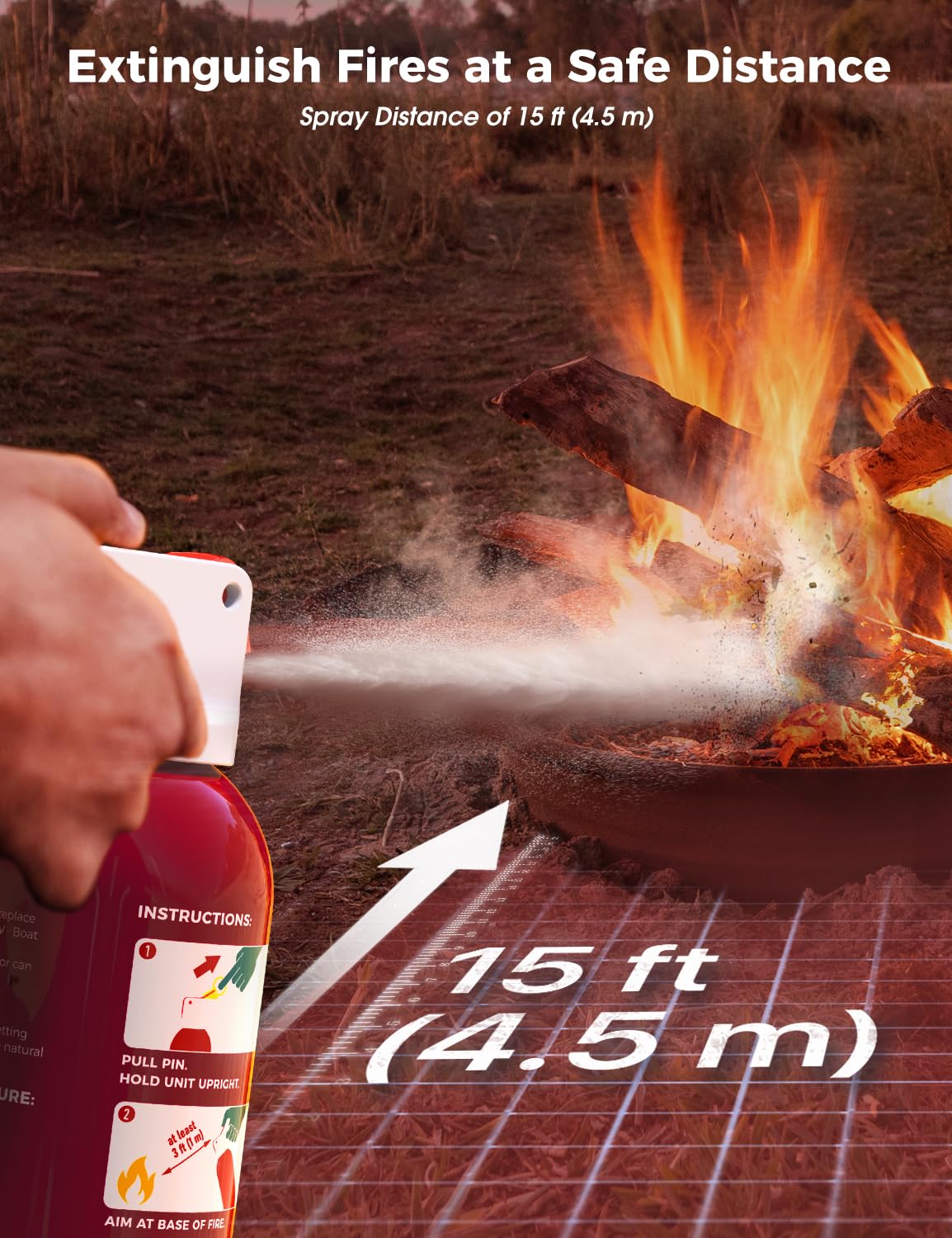 PLEMO Fire Extinguisher for Home, All-in-1 Fire Extinguisher for Car, Kitchen, RV, Garage, Truck, and Camping, Fire Spray Cold-Resistant, F60L, 2-Pack