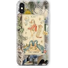 iPhone X ve Xs ile Uyumlu Sanatsal Tarot Kolaj Desenli  effaf Telefon K l f