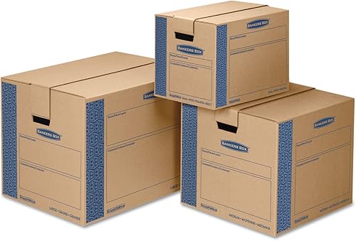 Miniatura 3 de Bankers Box SmoothMove Prime Cajas de mudanzaalmacenamiento, tapa con bisagras, recipiente ranurado regular, pequeño, 12 x 16 x 12 pulgadas,