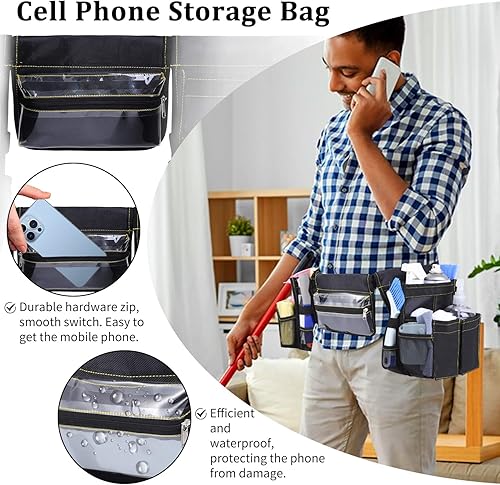 Miniatura 5 de Cinturón de limpieza, delantal de cintura con bolsillos, suministros de limpieza para limpieza resistente al agua, delantales para trabajos de