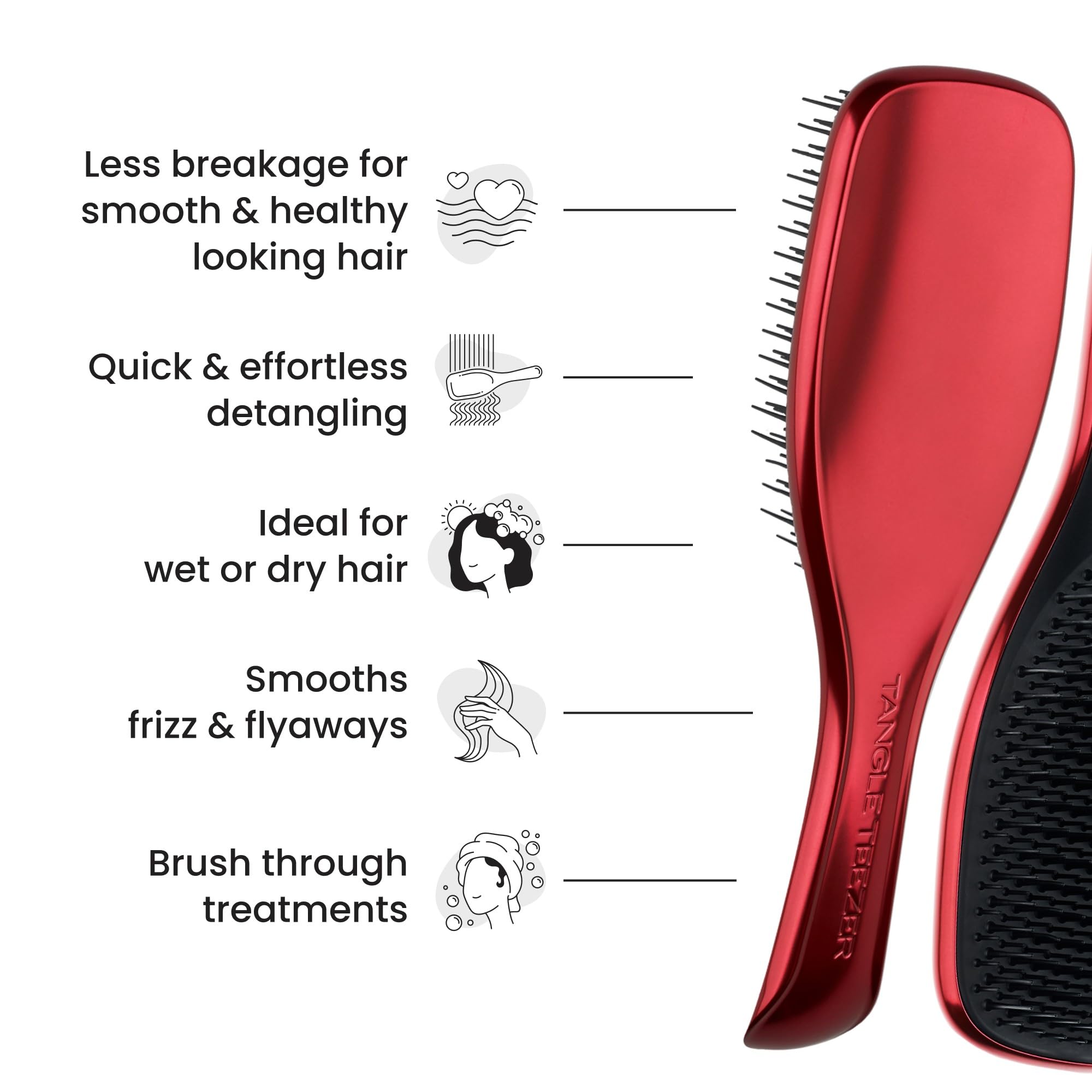 The Devil Wears Prada X Tangle Teezer Ultimate Detangler Brush for Wet & Dry Hair, Eliminates Knots & Reduces Breakage for Straight to Wavy Hair Types, Limited Edition Red Metallic - 4