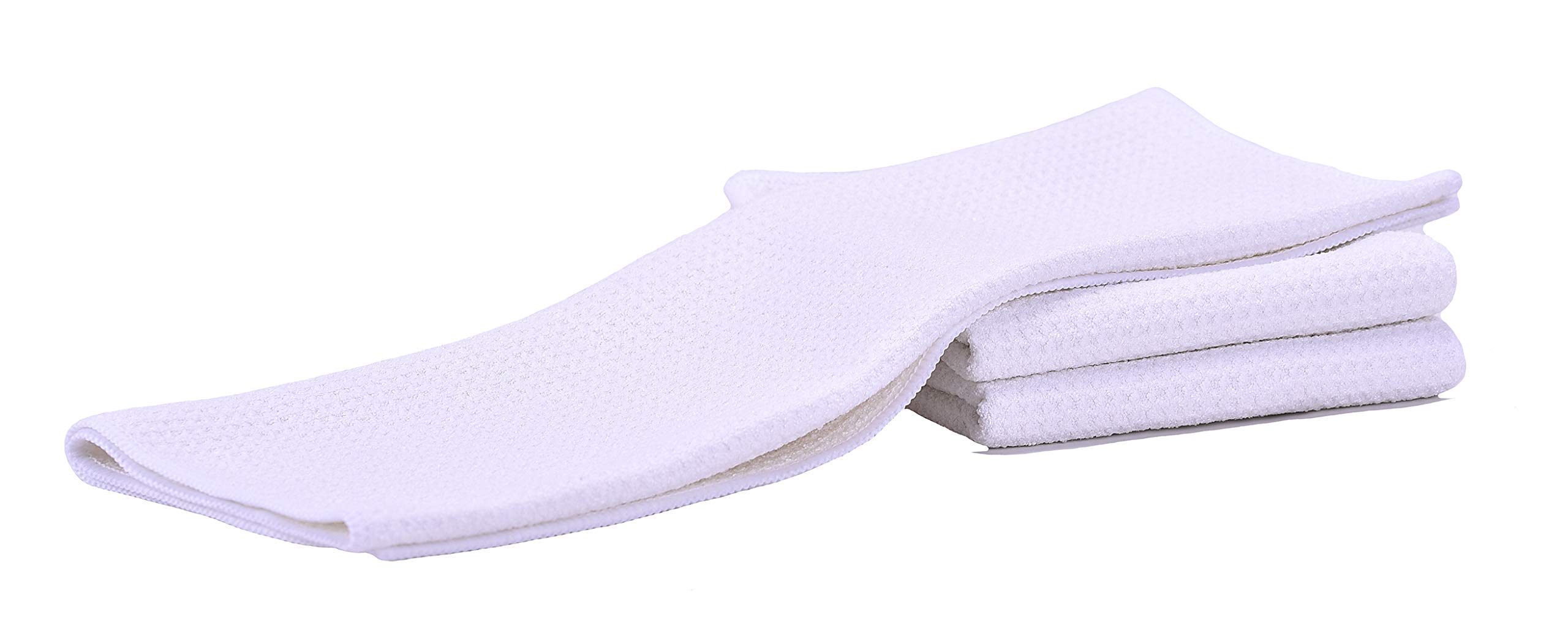 Aniease Microfiber Kitchen Towel, Super Absorbent Fast Drying Waffle Weave Dishcloths, Dish Drying Towels, Set of 3 Cleaning Cloths Hand Towels (White, 16"x24")