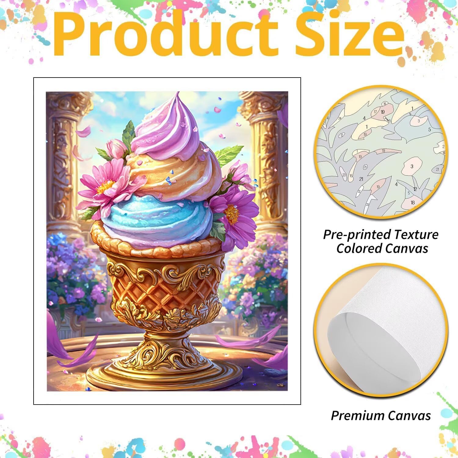 WEISHIWE Gelato Dipingere con i Numeri per Adulti, 70x90cm a-26 | Paint by Numbers Kit con Pennelli e Acrilico Pigmento, Fai da te Olio La Pittura di Numeri Kit, Decora la Casa, senza Cornice