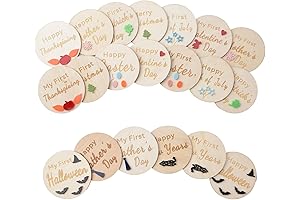 20Pcs First Holiday Milestone Wood Disc Set Baby Birth Announcement Sign