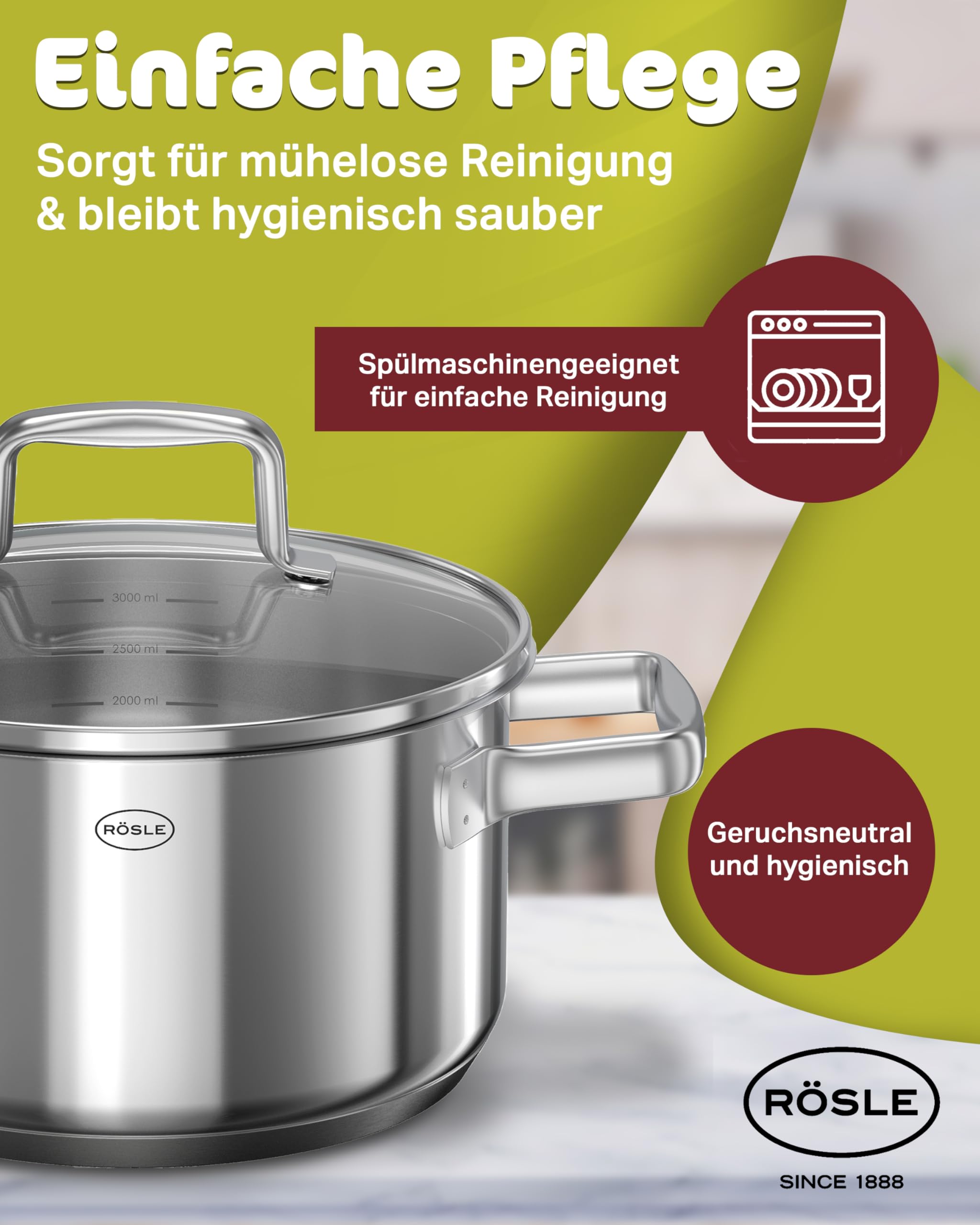 RÖSLE Moments Topfset Induktion 5 Stück, Edelstahl mit Aluminiumkern | 3 Töpfe mit Deckel, Kasserolle und antihaftbeschichtete Bratpfanne, für alle Herdarten, ofenfest bis 180 °C