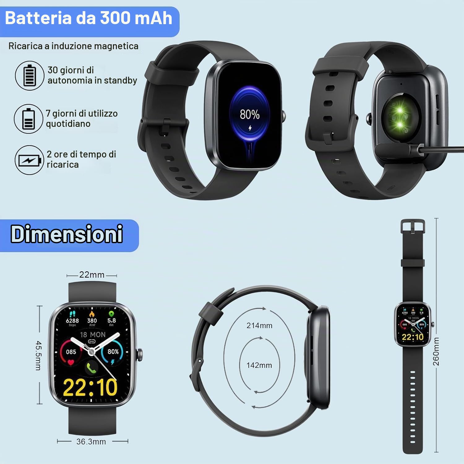 2026 Smartwatch Uomo Donna, 100+ Sportive Fitness Tracker con Sonno Contapassi Cardiofrequenzimetro, 1.91" Smartwatch con Effettua/Risposta Chiamate, Impermeabil IP68 Smart Watch per Android/iOS