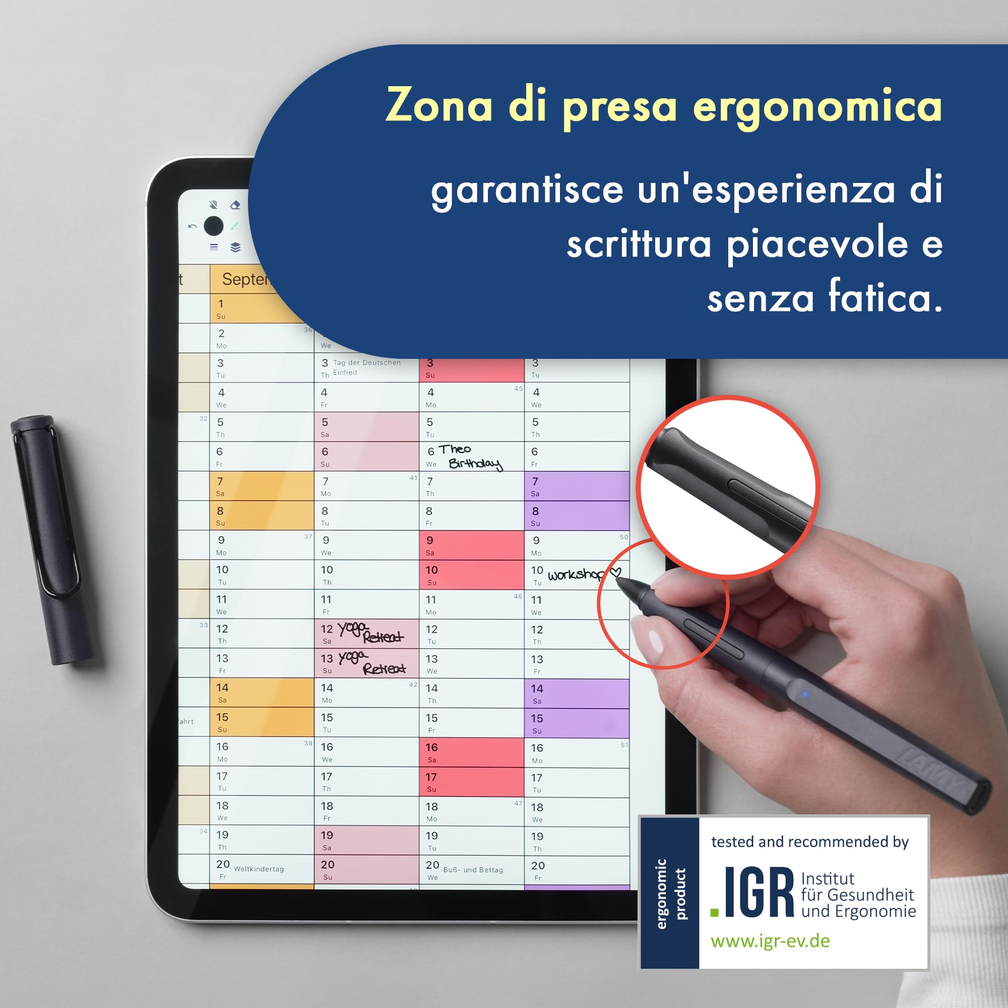 LAMY safari note+ steel black penna iPad - rifiuto del palmo, sensibilità all'inclinazione & impugnatura ergonomica - compatibile con modelli di iPad - durata della batteria ricaricabile fino a 10 ore