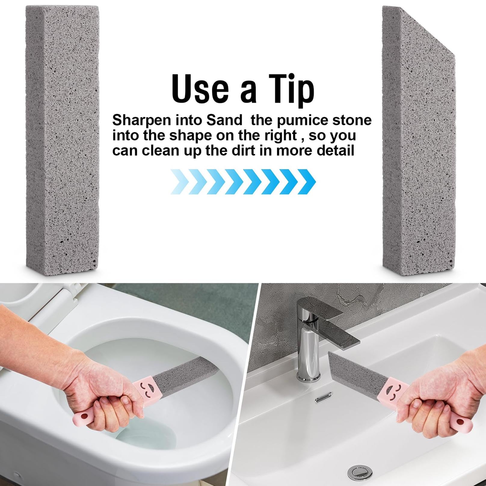 Premium Pumice Stone Toilet Bowl Cleaner with Universal Handle, Remove Hard Water Rings,Calcium Buildup,Iron and Rust Suitable for Toilet,Spas,Bathrooms,Kitchen,Grill Household Cleaning,Gray-10 Pcs