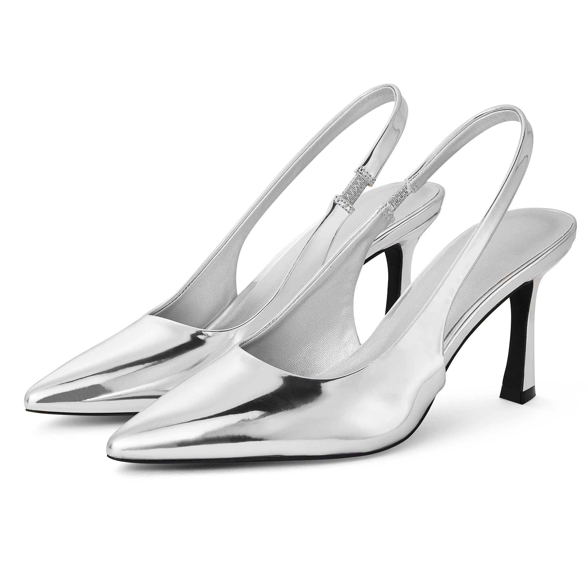 GENSHUO Women's Slingback Heels Closed Pointed Toe Dress Pumps Shoes Slip On 4 Inch High Stiletto Comfortable Sexy Wedding Work Casual Prom Party