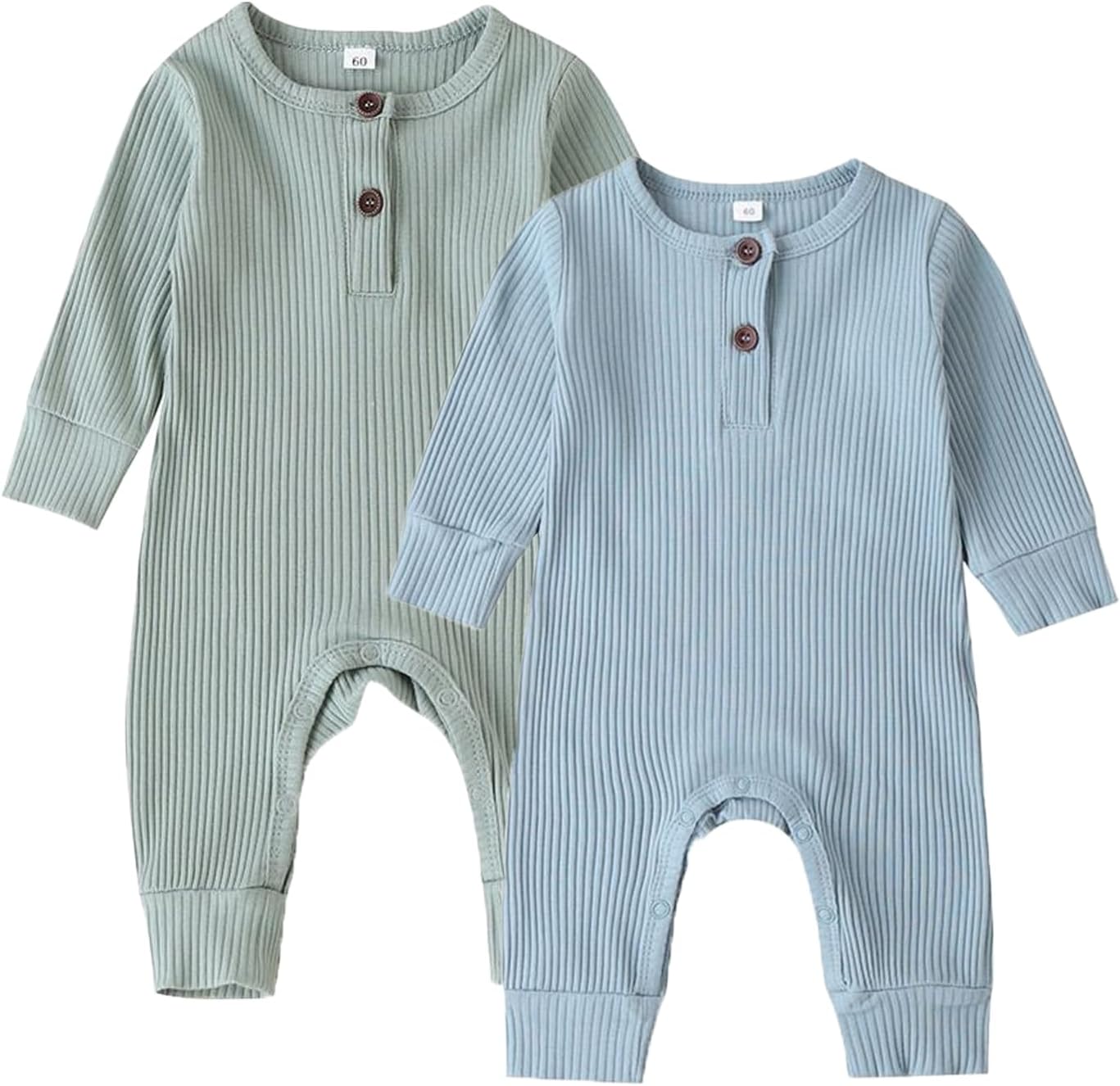 Infant Baby Boy Girl Pack Solid Romper Ribbed Knit New Zealand