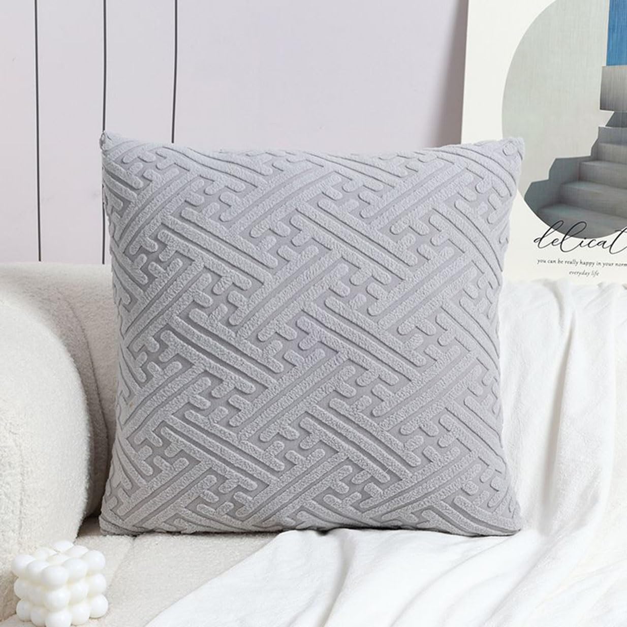 Super King Size Pillow Cases,Square Rectangle Cushion Covers Soft Corduroy Stretch Throw Pillow Cover Various Sizes Decorative Pillowcases For Bedroom Sofa Pillows(Light Gray,50x50cm/20x20inch)