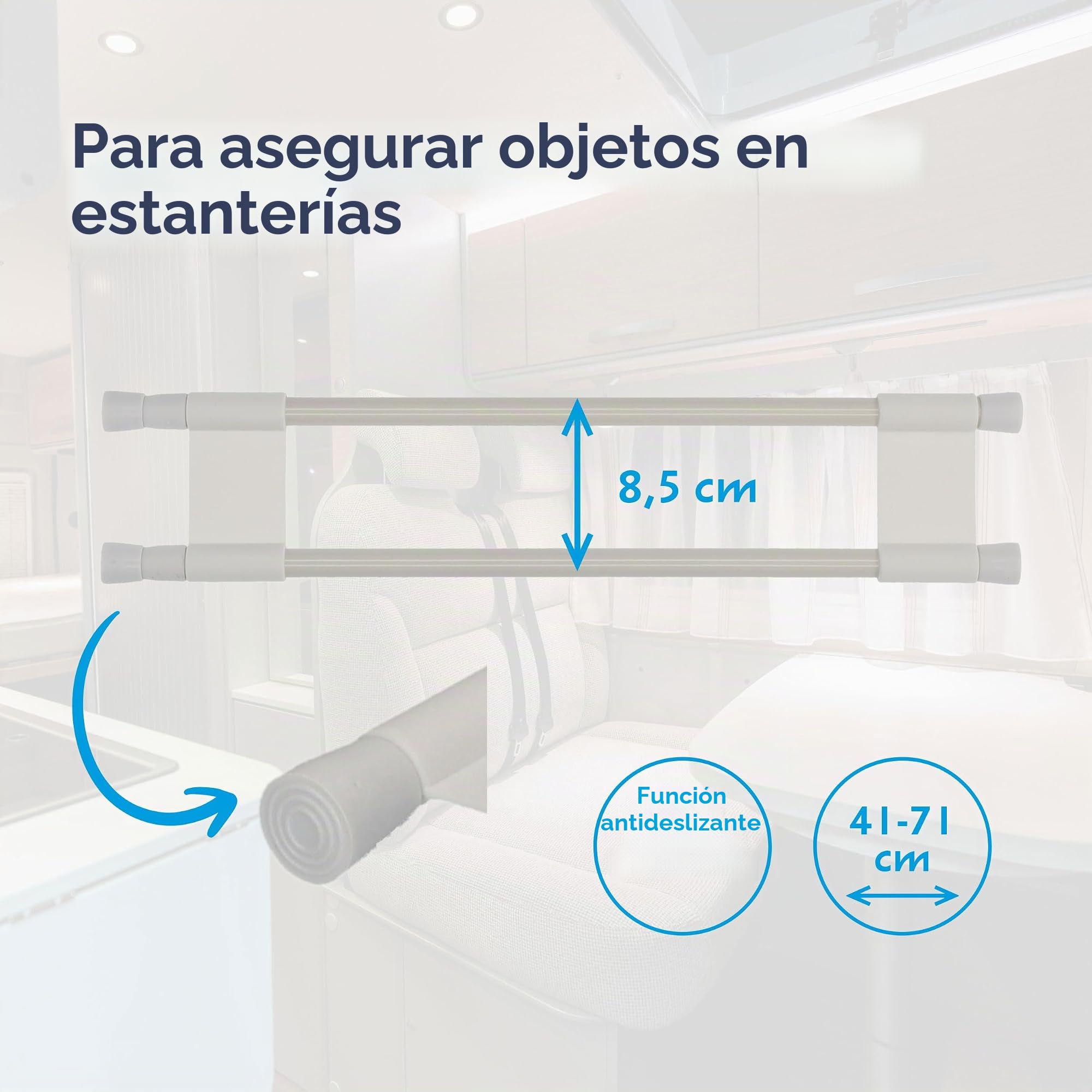 cartrend Caravan 10242 - Barras Dobles para asegurar estanterías, armarios, caravanas, Casas rodantes, campamentos, Casas y Barcos, Medidas 41 a 71 cm