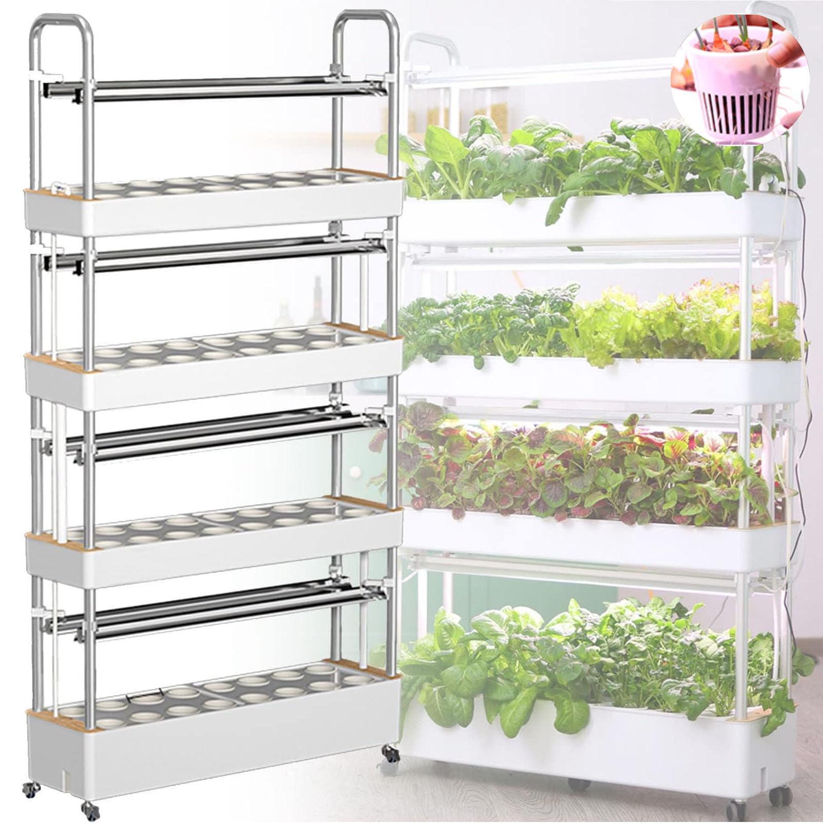 Sistema di coltivazione idroponica con luci a LED automatizzate, giardino verticale a torre per interni per coltivazione senza suolo
