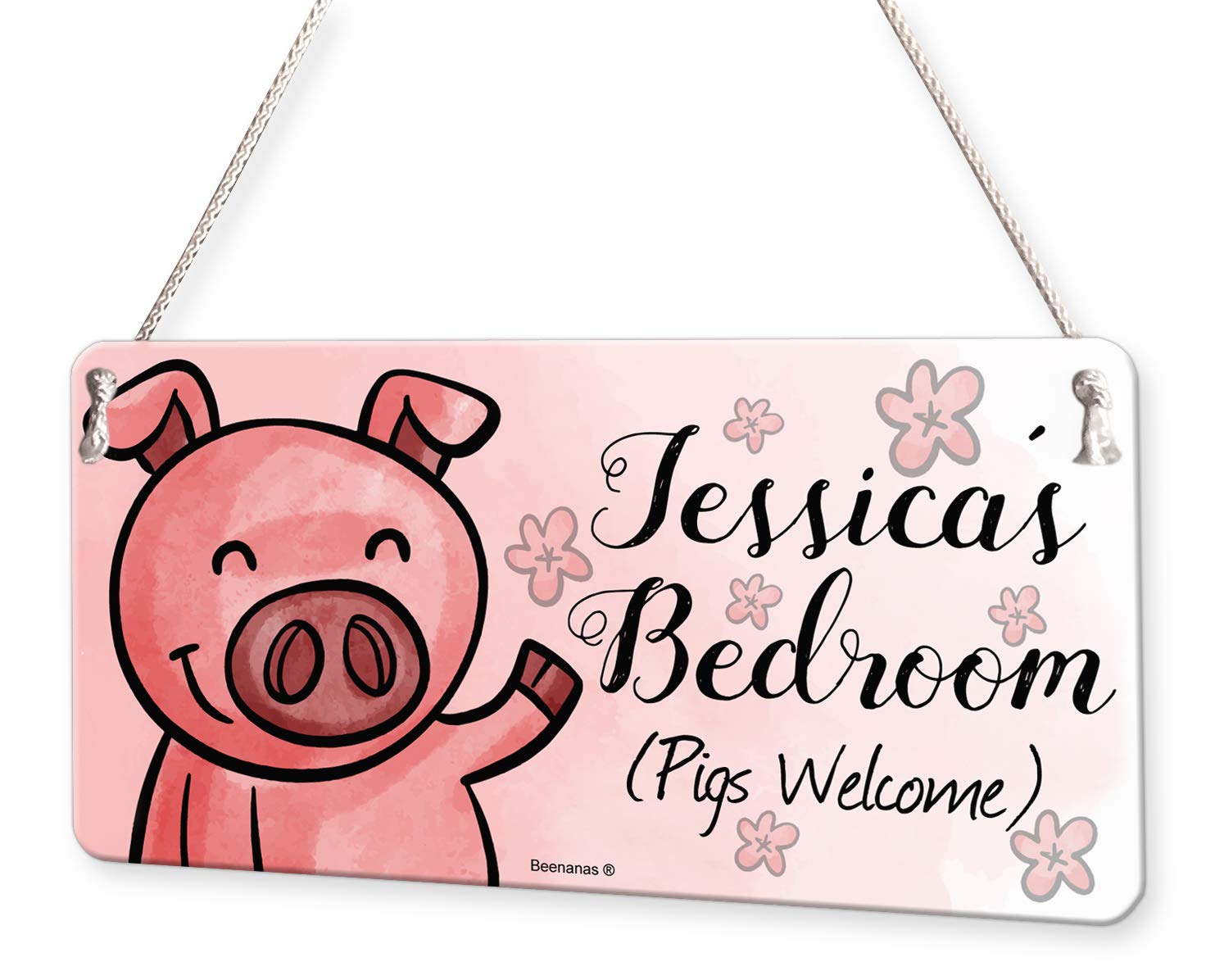 Beenanas Pink Piggy Pig Pigs Personalised Childs Bedroom Door Sign Name Plaque