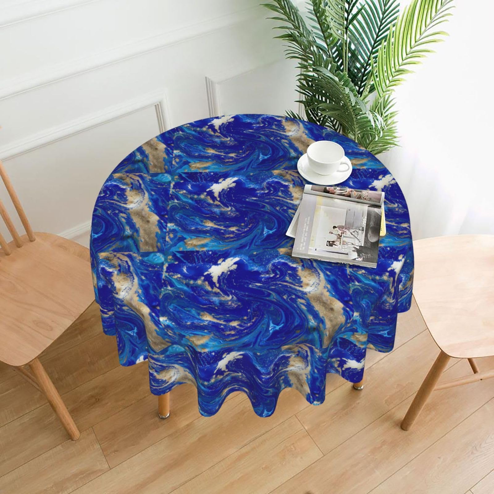 Nbtghga Abstract Marble Stone Print Tablecloth Round Border Table Cloth Cover Decorative For Party Holiday Dinning Tabletop Home
