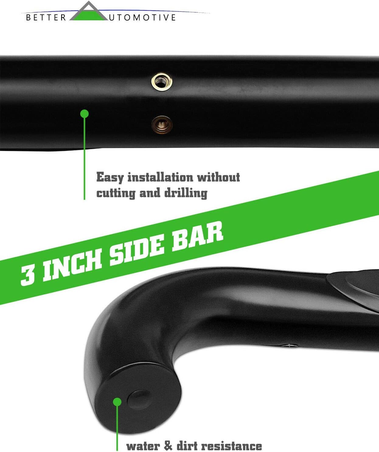 3" Side Step Rails Nerf Bars Running Board Steps Compatible with 2006-2014 Honda Ridgeline Black