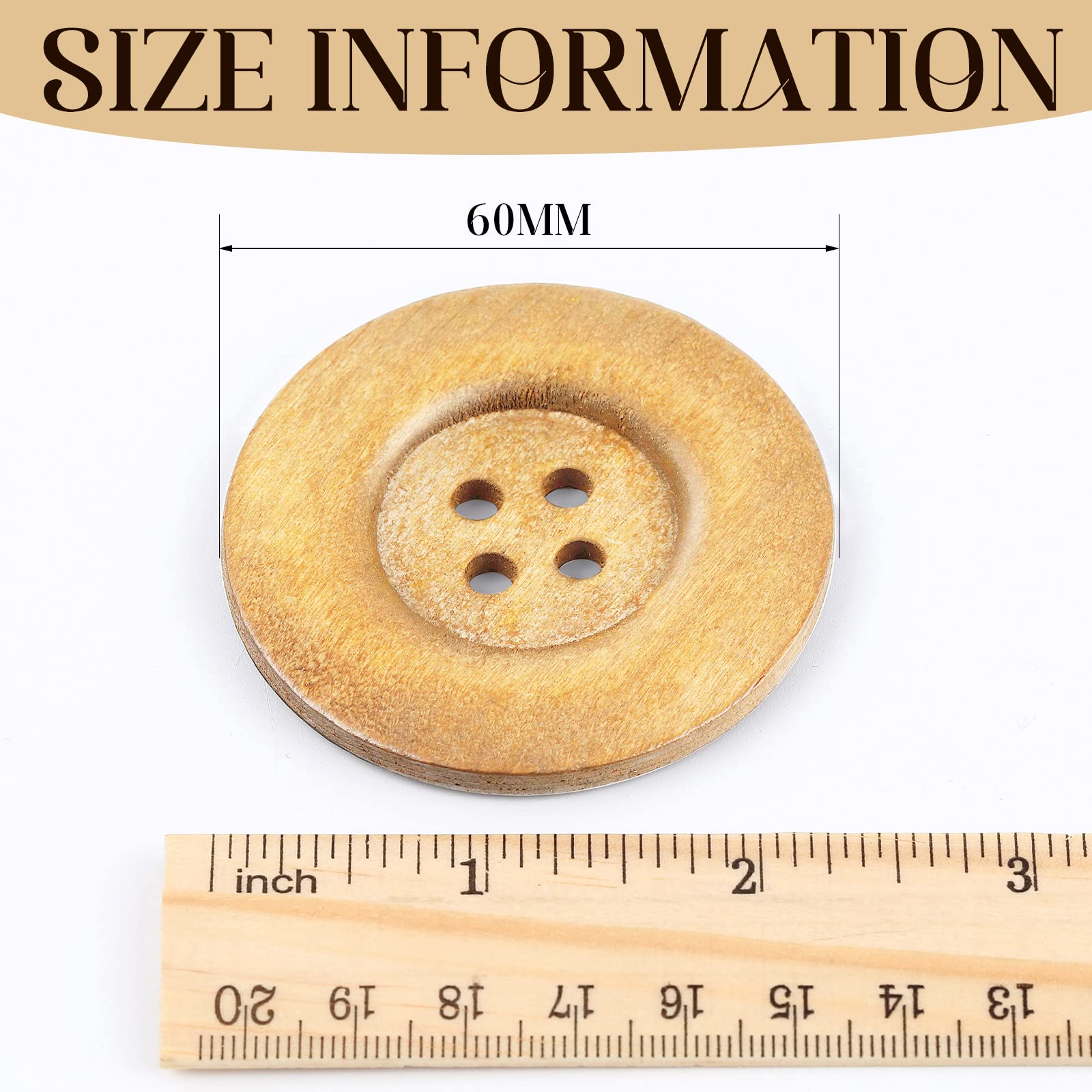 Black Buttons 30 Pieces Large Size Wood Buttons 2.36 Inch Round Sewing ...