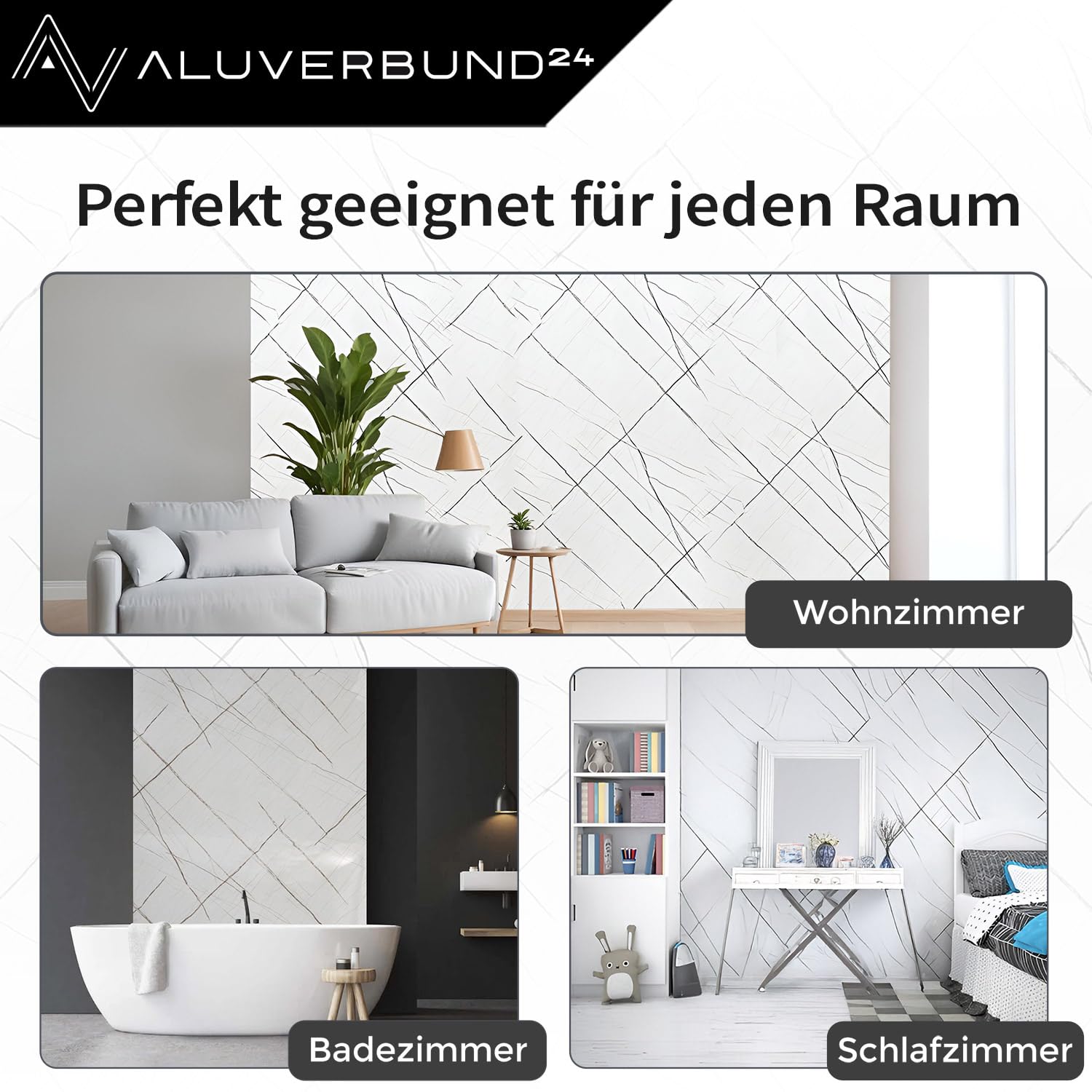 AMON Wand-Paneele 60x120cm in Natur-Steinoptik (Classic Grey) - ideal als Spritzschutz Küchenrückwand Dusch- Bad- Wand-Verkleidung aus 3mm PVC Wasserdicht Wasserfest für Innen- und Außenbereich
