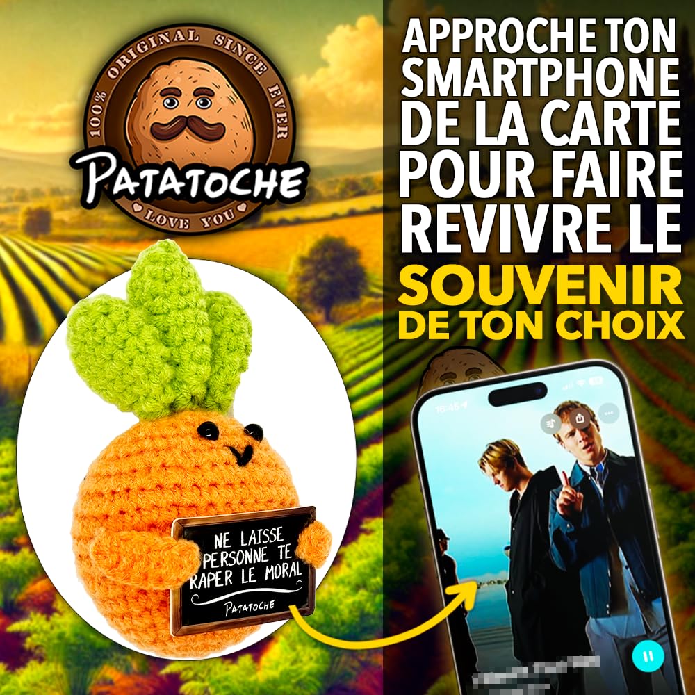 Poupées de Ostern Carotte Positive en Français avec Porte Clés et Carte, Cadeau Original & Amusant, Idée Drôle Anniversaires pour Homme Femme Collègue, Gadget Utile Rigolo Motivation (Carotte