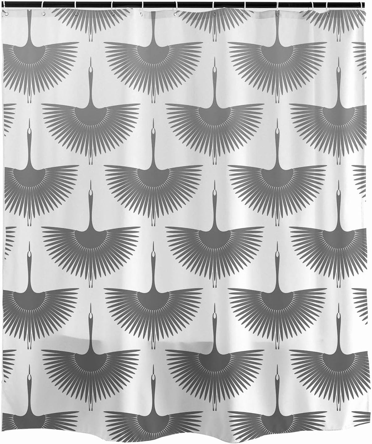 Lovely Crane Shower Curtain with Hooks, Waterproof & Washable Shower Curtain for Bathtub, Modern Extra Long Curtains, Duschvorhang (Yellow)