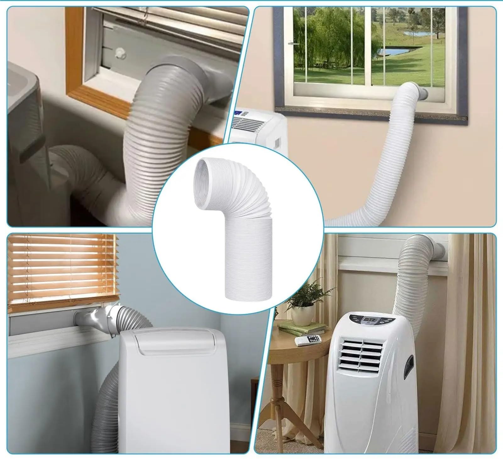 130/150 mm AC-Entlüftungsset, 1,5 m Verlängerungsrohradapter | Zwei Größen passen, einfache Installation, verlängerte Abluftkanallänge(130mm)