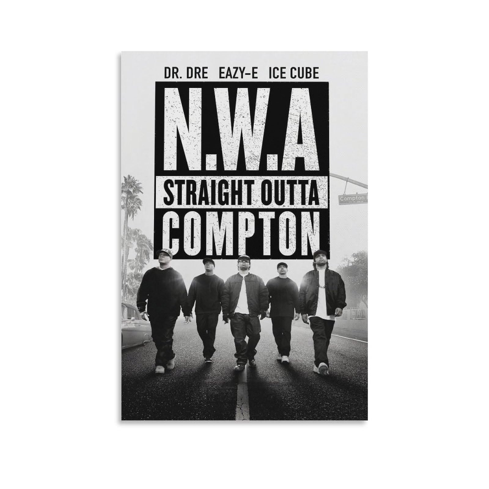 TALLJO Straight Outta Compton NWA Wall Art, Rolled Canvas Poster Wall Decorative Art Painting Living Room Bedroom Decoration Gift Unframe-style12x18inch(30x45cm)