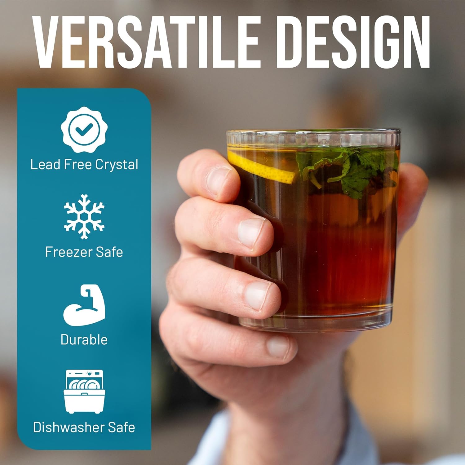 Whiskey Glasses-Premium 13 OZ Rocks Glass - Old Fashioned Whiskey Glass Set of 6 - Glassware for Bourbon - Terra Juice glass - Image 4