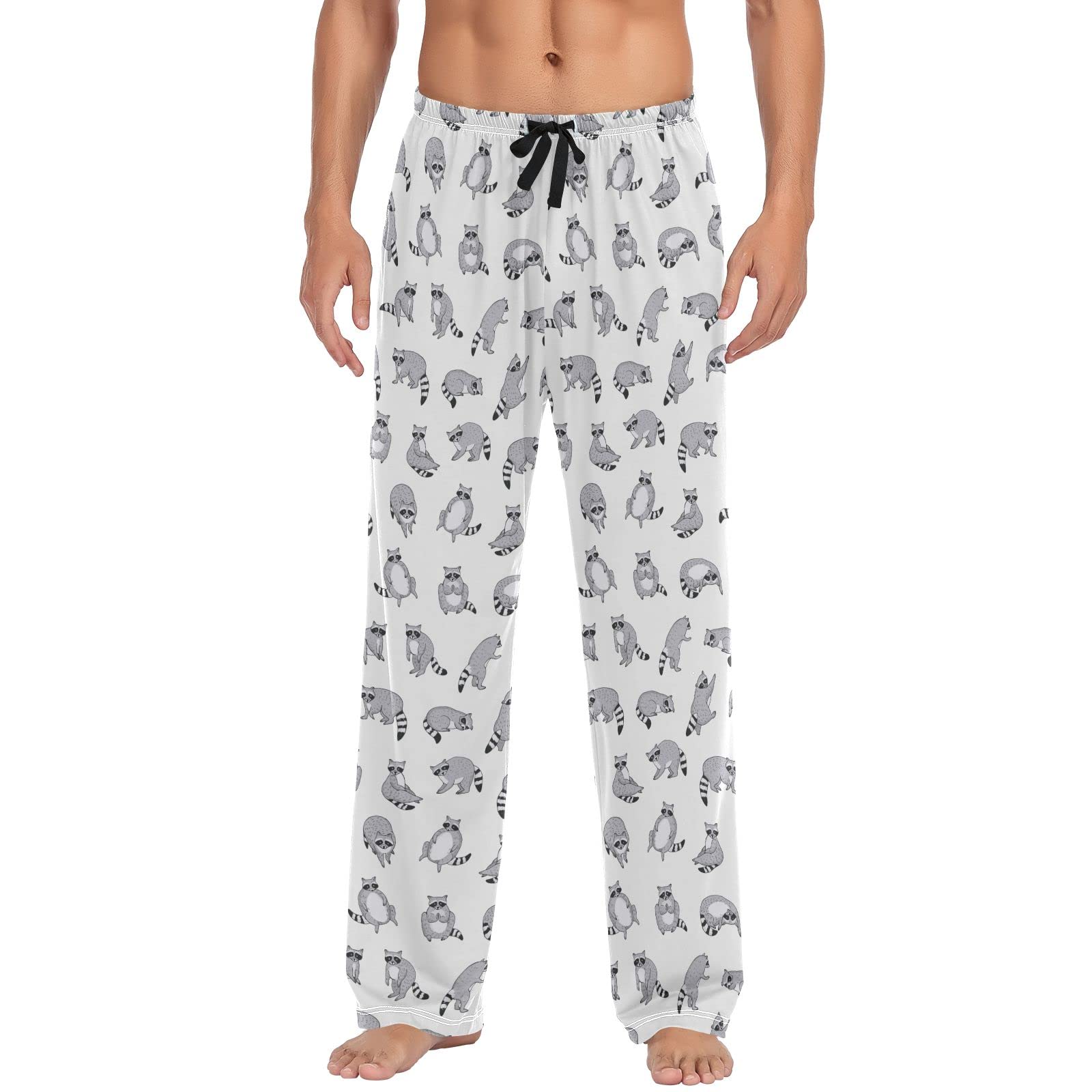 Kwqdozf Men's Multi- Raccoon Pajama Pants Sleep Lounge Pants Pjs Bottoms With Pockets