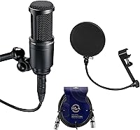 Vista 10 de Audio-Technica AT4040 juego de micrófono condensador cardioide con trípode de brazo articulado, filtro Pop, cable XLR y paño de pulido Austin Bazaar