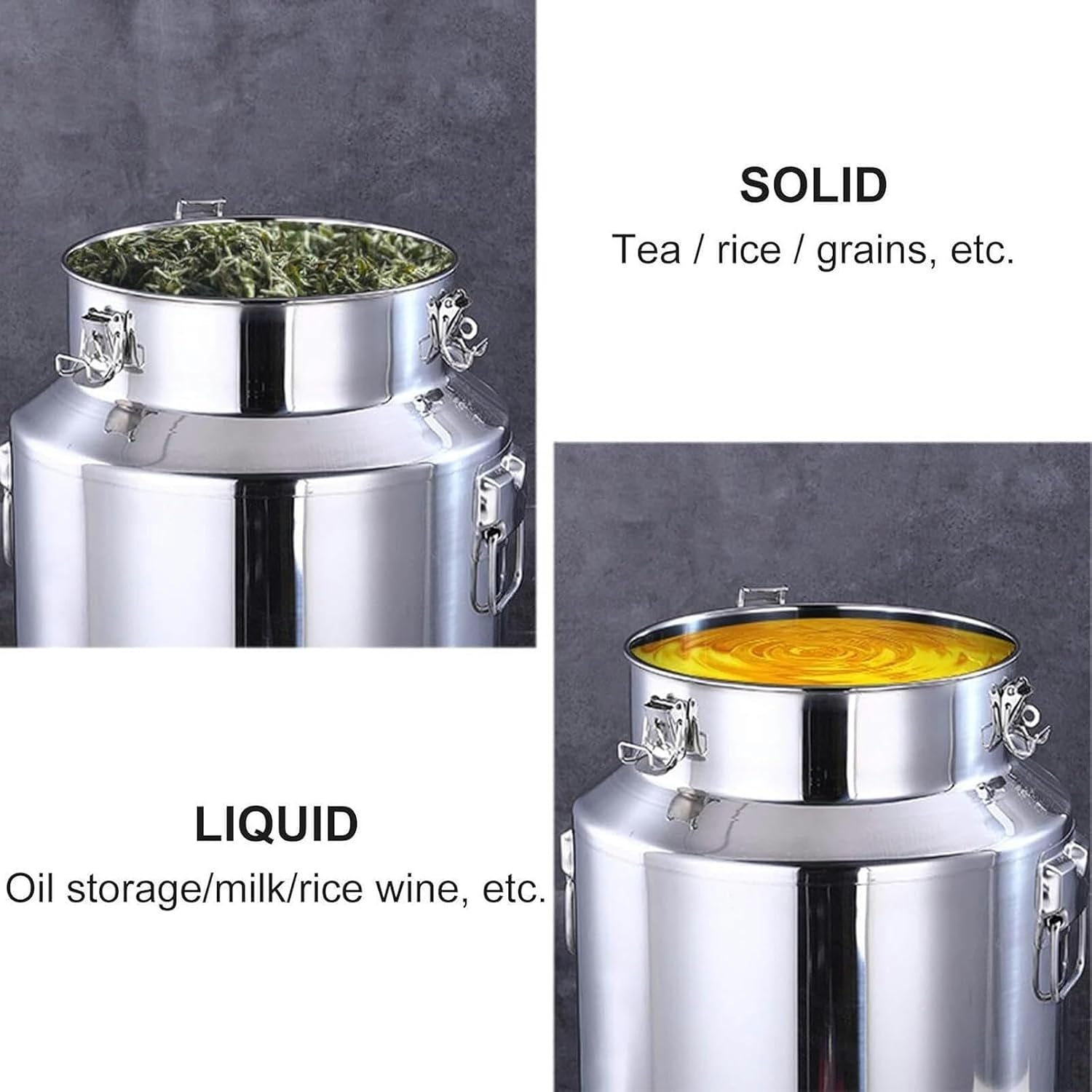 Wzglod Wine Pail Milk Transport Barrels Stainless Steel Milk Can Jug with Sealed Lid for Liquid Container Storage