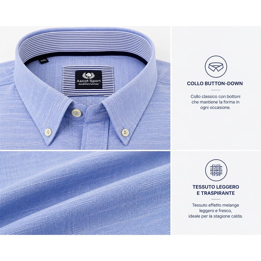 Camicia Uomo Manica Corta Button-Down vestibilità Classica 15357-254