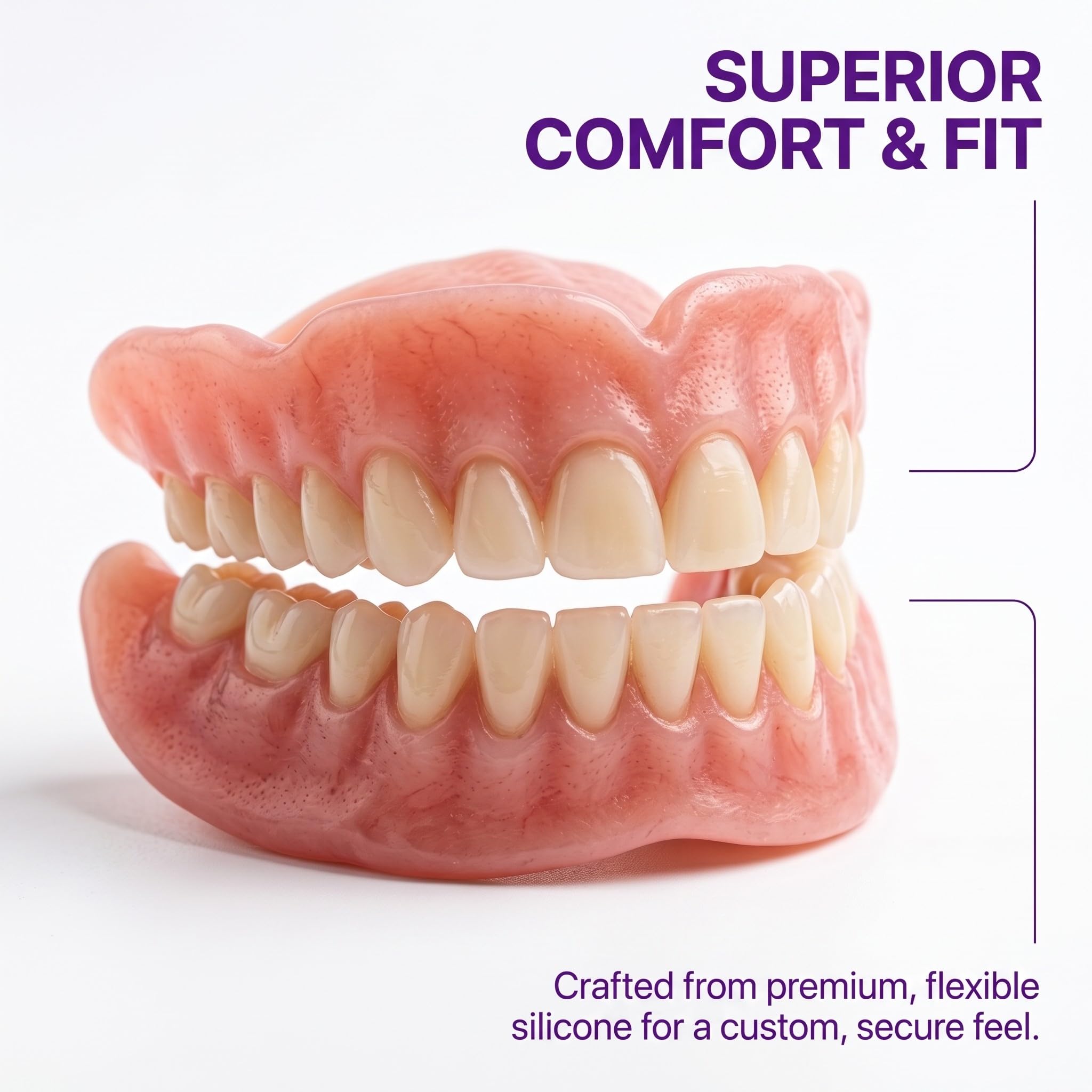 Prothèse Dentaire Cosmétique Sourire Prothèses Dentaires, Dents de Placage Instantanées Facettes Dentaires Amovibles, Blanchiment Fausses Dents Temporaires Haut Bas, Lot de 1