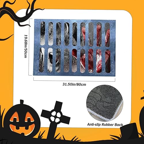 Miniatura 4 de Tapete de puerta de Halloween, decoración de Halloween al aire libre, tapete de ilusión óptica 3D de payaso, tapete de bienvenida de Halloween para