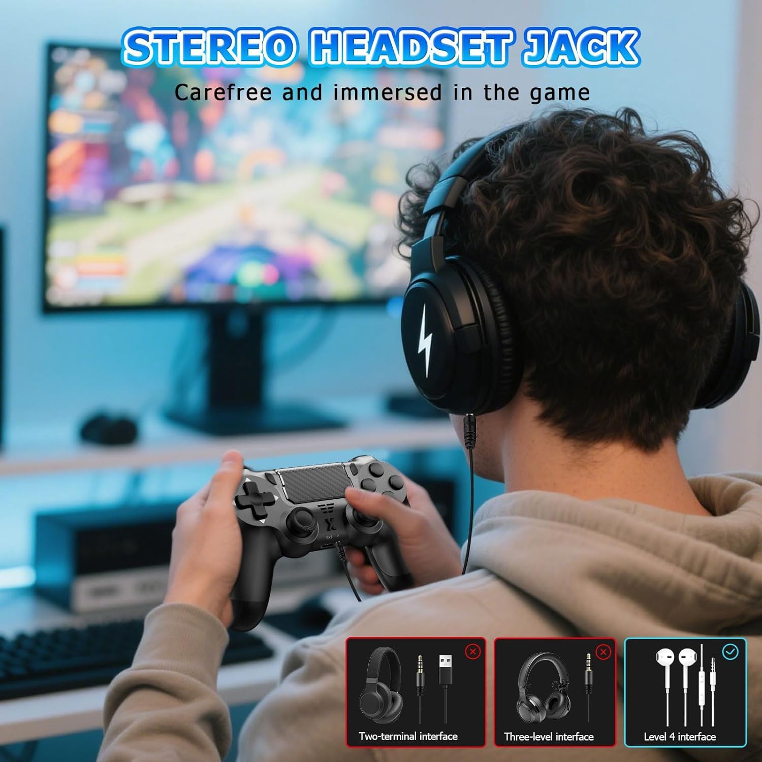 Hycago 2PCS Manette sans pour PS-4, manette de jeu compatible avec PS-4/Slim/Pro, manette de jeu Bluetooth avec double vibration/écran tactile, capteur gyroscopique à 6 axes (Noir+Blanc)