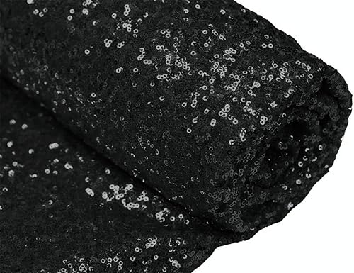 ShiDianYi The Yard, tela de lentejuelas, mantel y lino, para decoración de Navidad (1 yardas, 1 unidad, color negro)
