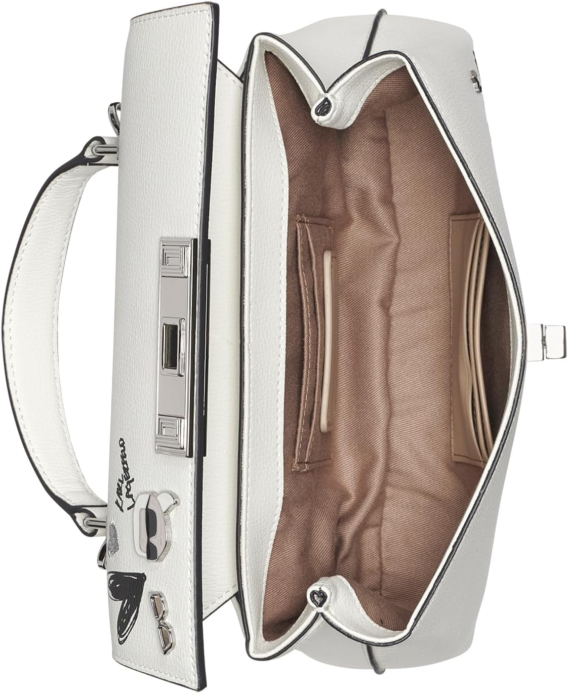 KARL LAGERFELD Paris Women's Elle In Paris Crossbody Bag, Winter White Silver, One Size