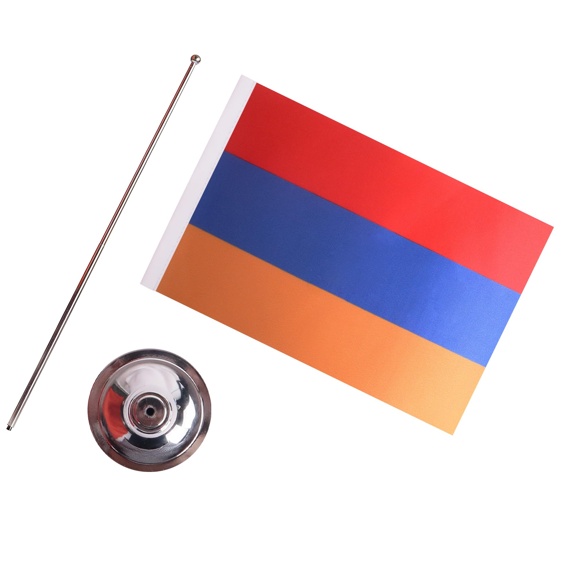 AZ FLAG Drapeau De Table Arménie Prestige 22x15 cm Satin Hampe 30cm Socle Métal