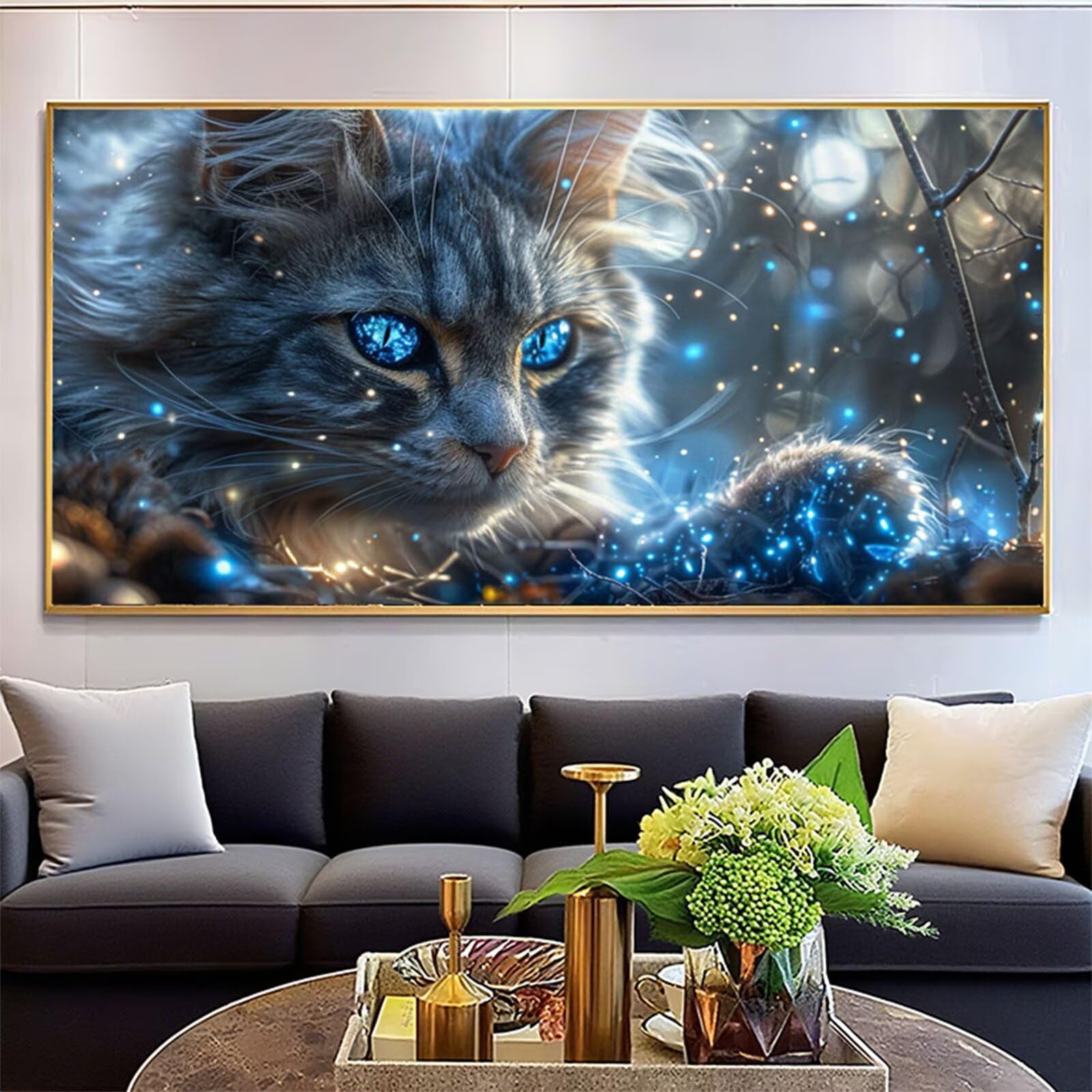 Diament Malarstwo Kot Diamentowy Obraz Dorosły, 5D Kreskówki Diamentowe Zwierzęta Obrazy Diamentowe, 100 x 200 cm Diament Sztuka Haft Ścieg Krzyżowy Puzzle Rzemiosło Dziewczyna, Dekoracja Ścienna Dom