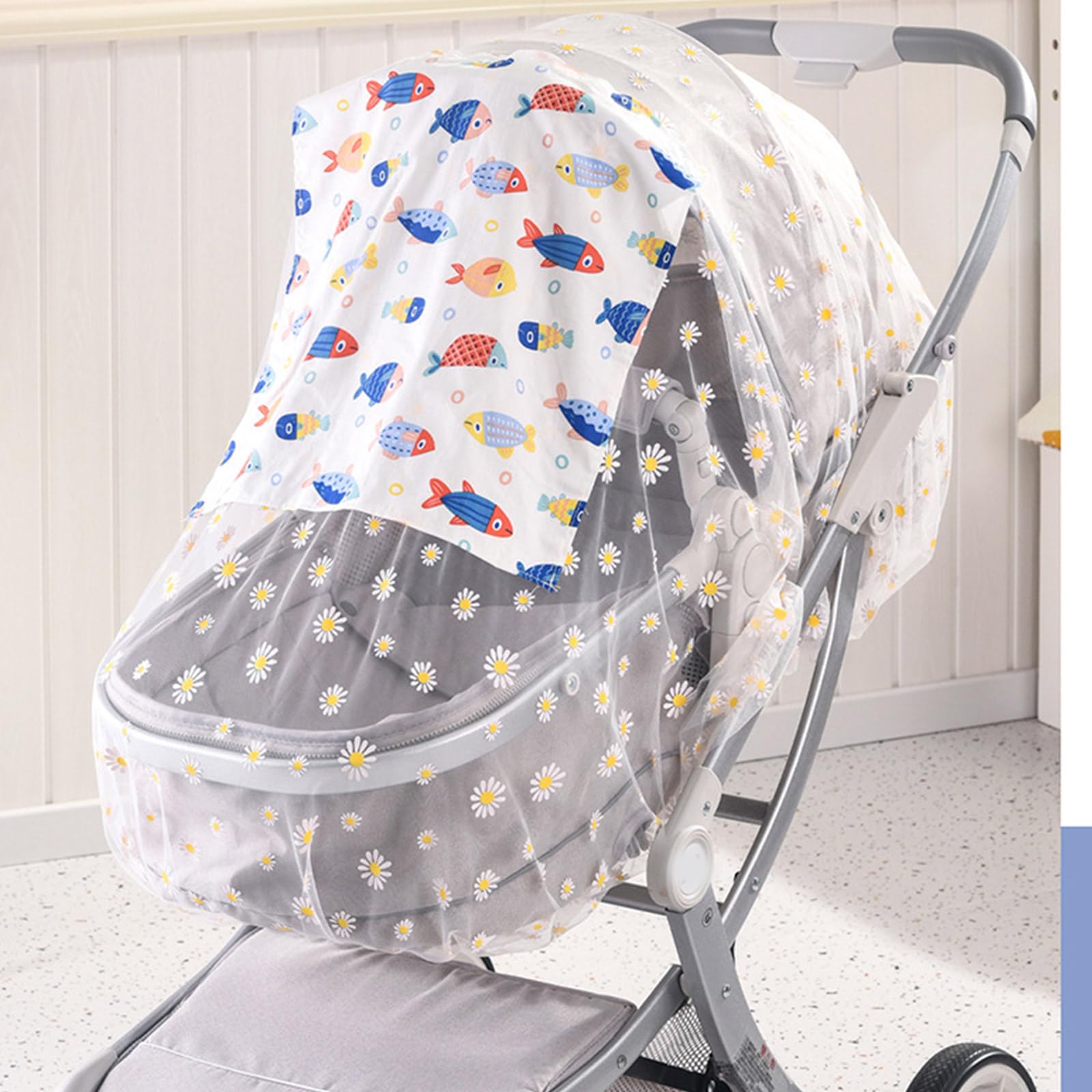 Filet anti-mouches confortable pour poussettes - Protection à 360 degrés - Maille respirante pour un confort extérieur et
