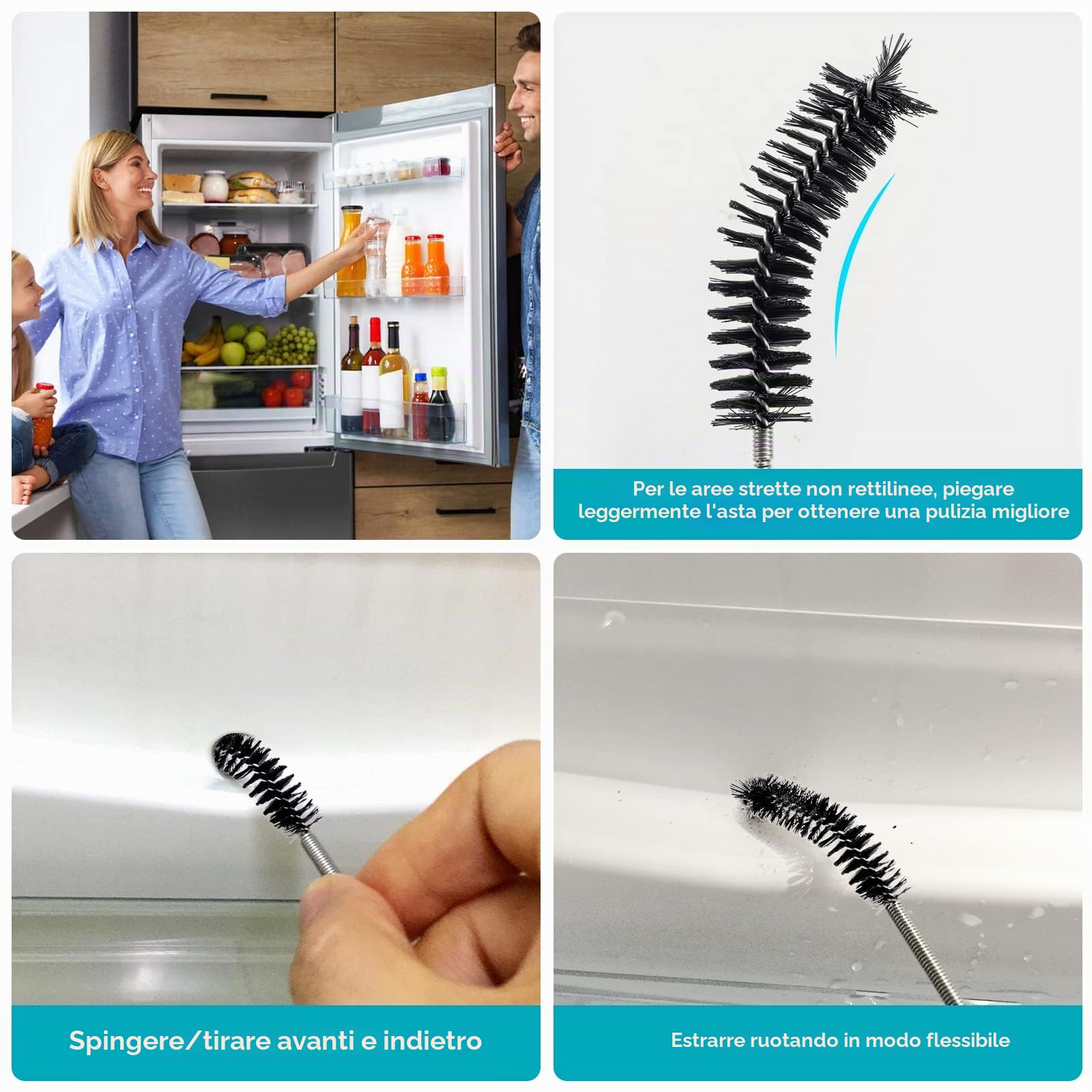 Tubo di alimentazione flessibile spazzola di pulizia sottile foro di scarico strumento di pulizia tubo tubo spazzola di pulizia colore nero