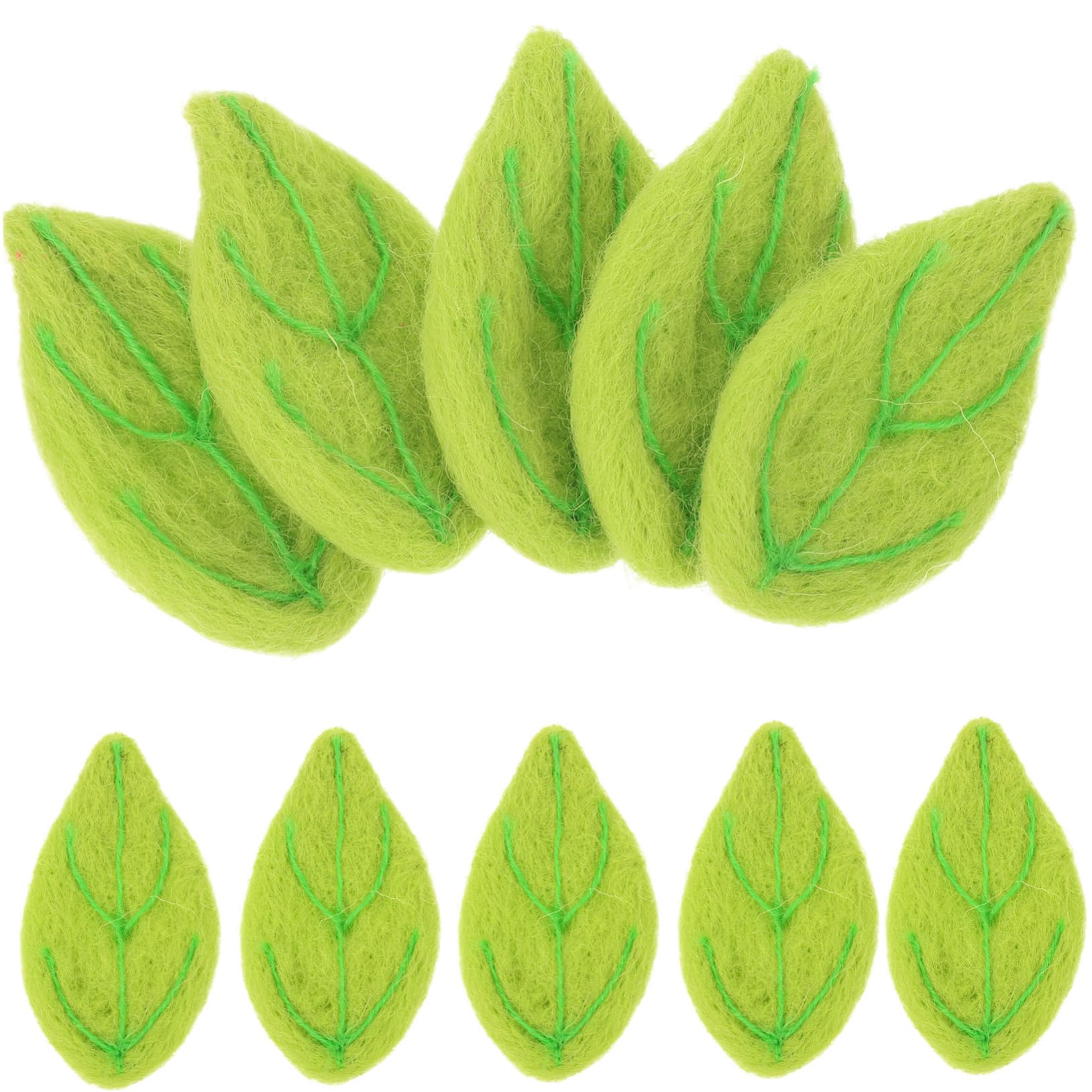 Hojas de fieltro verdes SHINEOFI de 10 unidades para costura de guirnaldas manuales