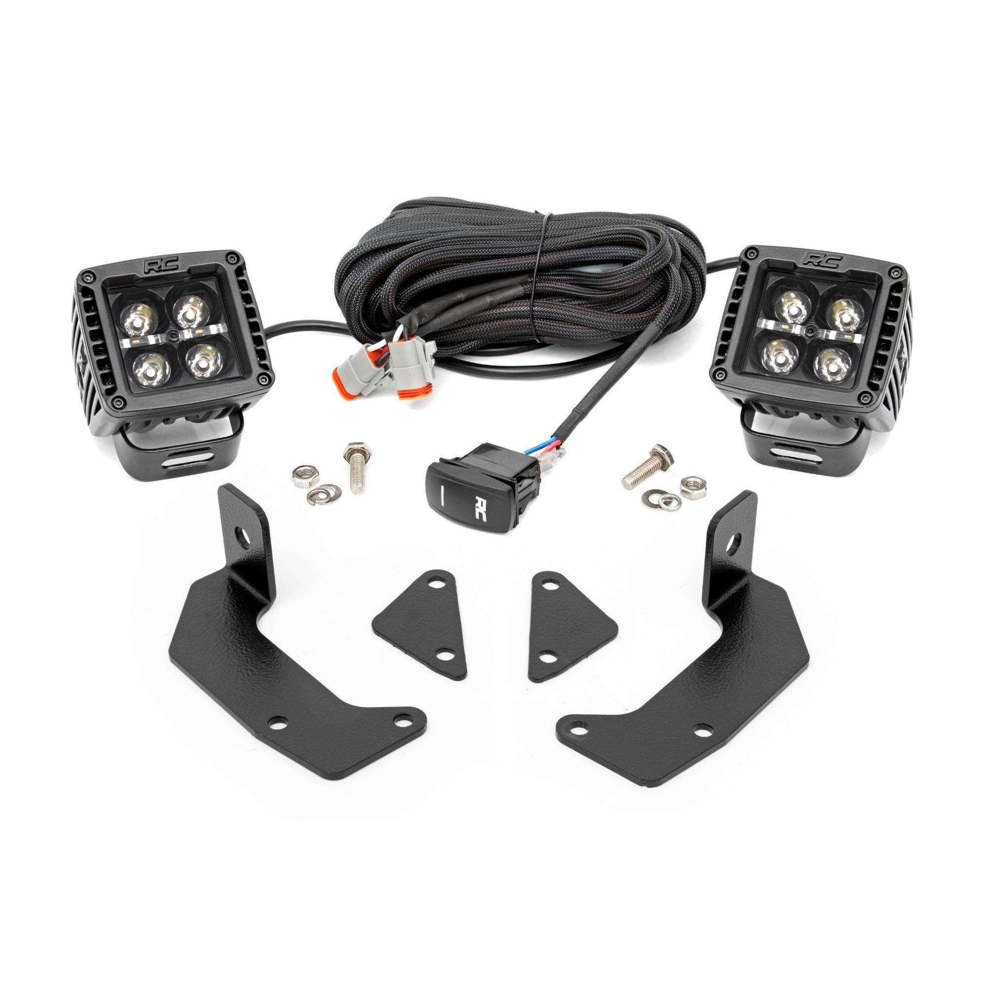 Rough Country 2\" LED Cube Light Kit For CFMoto UForce 1000/1000XL - Amber DRL, IP67 Waterproof, 3600 Lumens, Mounting Brackets Included - Part #96105