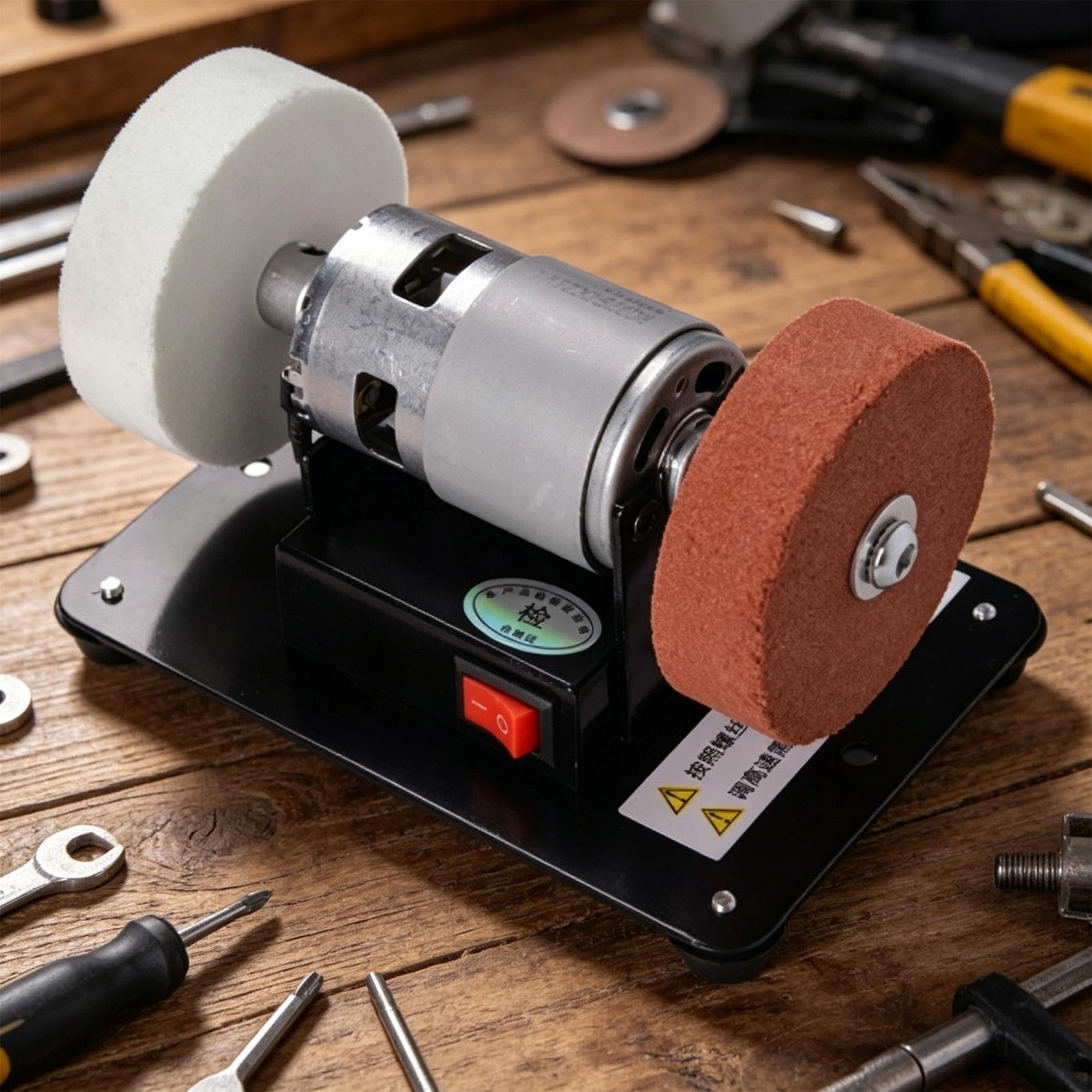 Ponceuse de table - Mini meuleuse silencieuse de 70 mm - Polisseuse à bijoux - Pour le traitement du métal, du bois, des travaux manuels, du polissage et du ponçage de bijoux, atelier de bricolage