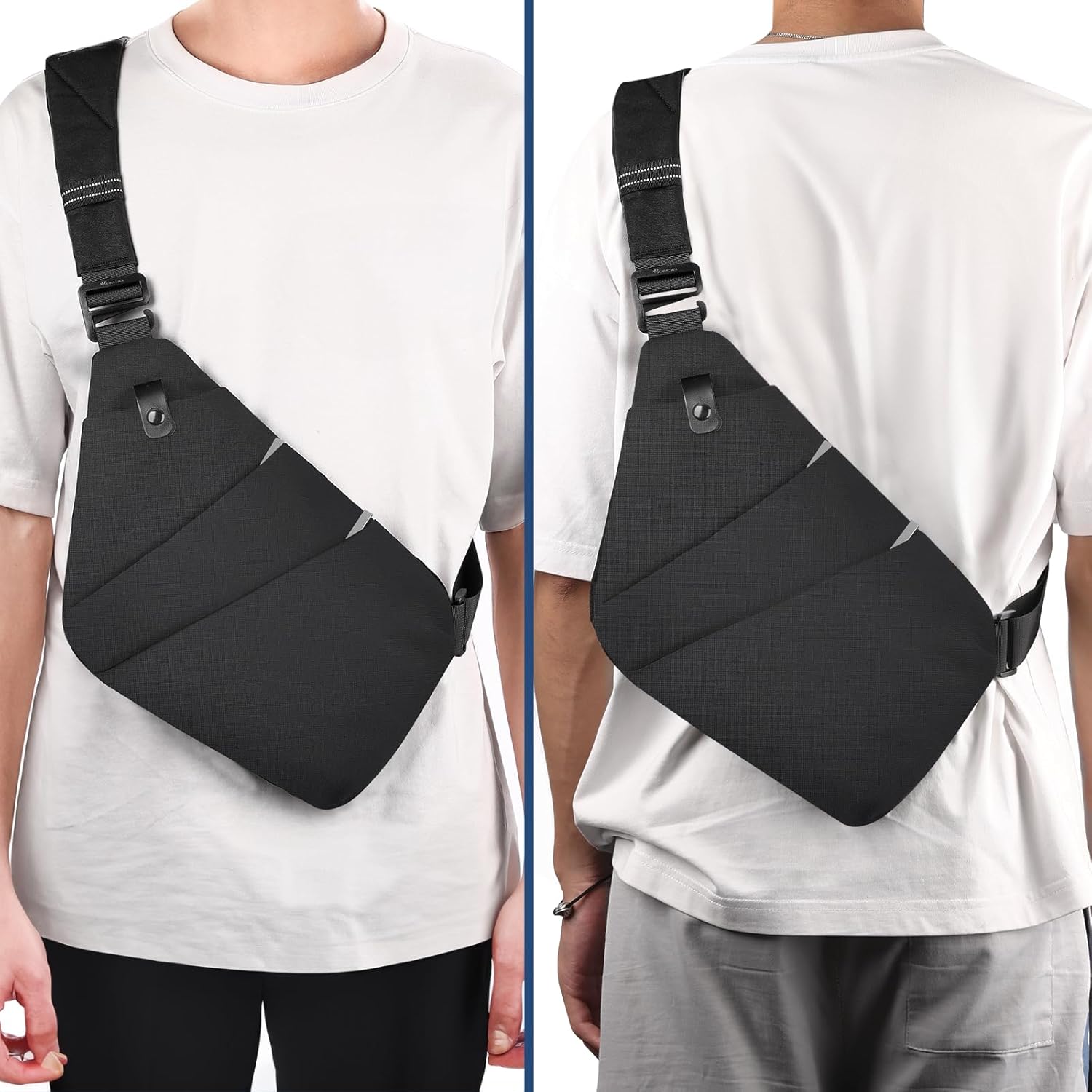 Sling Crossbody Bag, 4-Pocket Anti Theft Cross Body Shoulder Bag,Water Resistant Chest Bag Fanny Pack,Travel Essentials Side Bag for Sport Work, Gift for Him Her Men Boyfriend Husband - Image 8