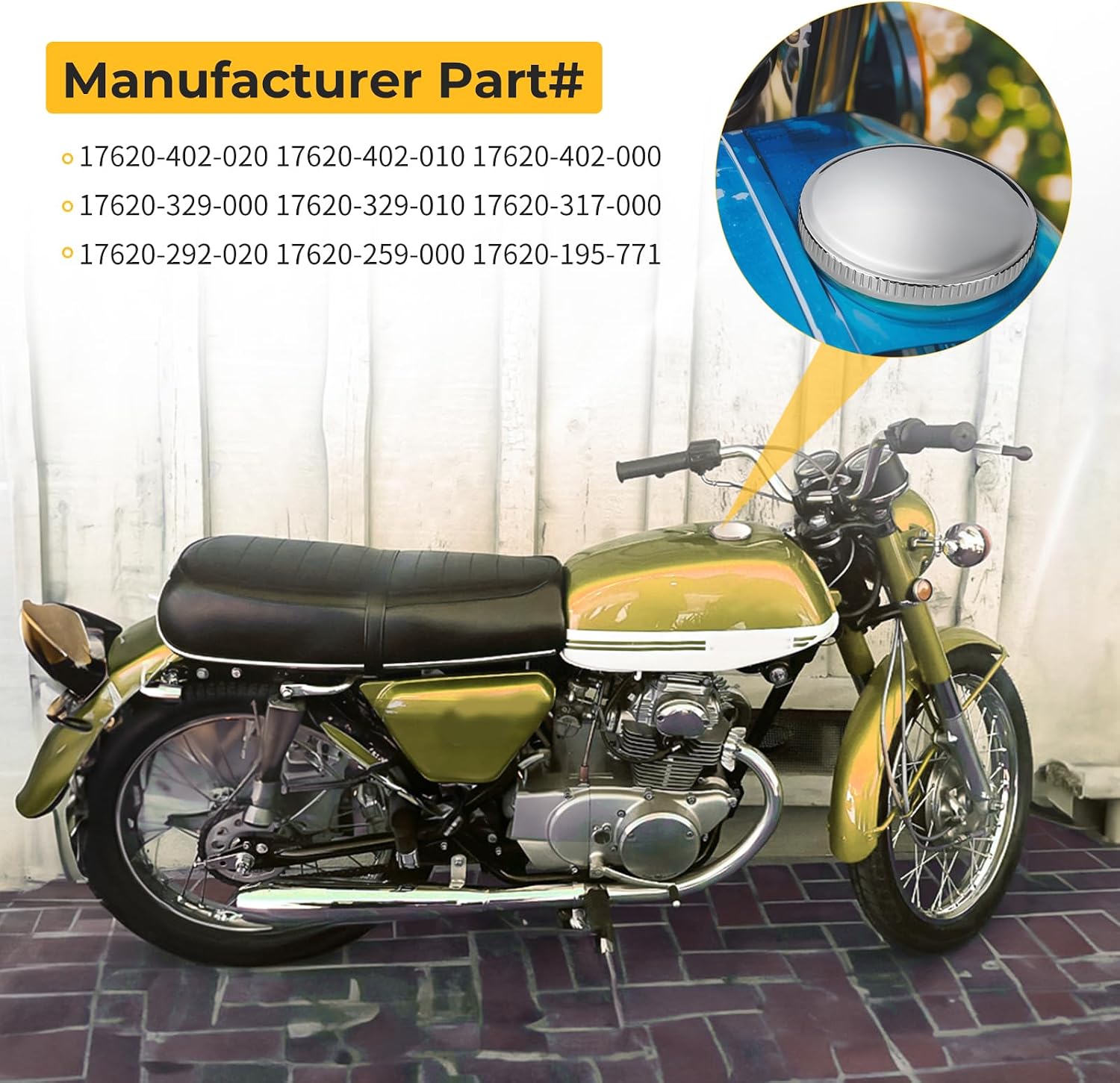 M MATI Fuel Cap Gas Cap for Honda FL250 XR75 XL70 XL75 XL80 XL100 XL175 XL250 XL350 SL100 SL125 SL70 CL70 CL100 CL125 CL175 CL350 CL450 CB100 CB125 CB175 CB350 CB450 CA160 CA175 Odyssey 250