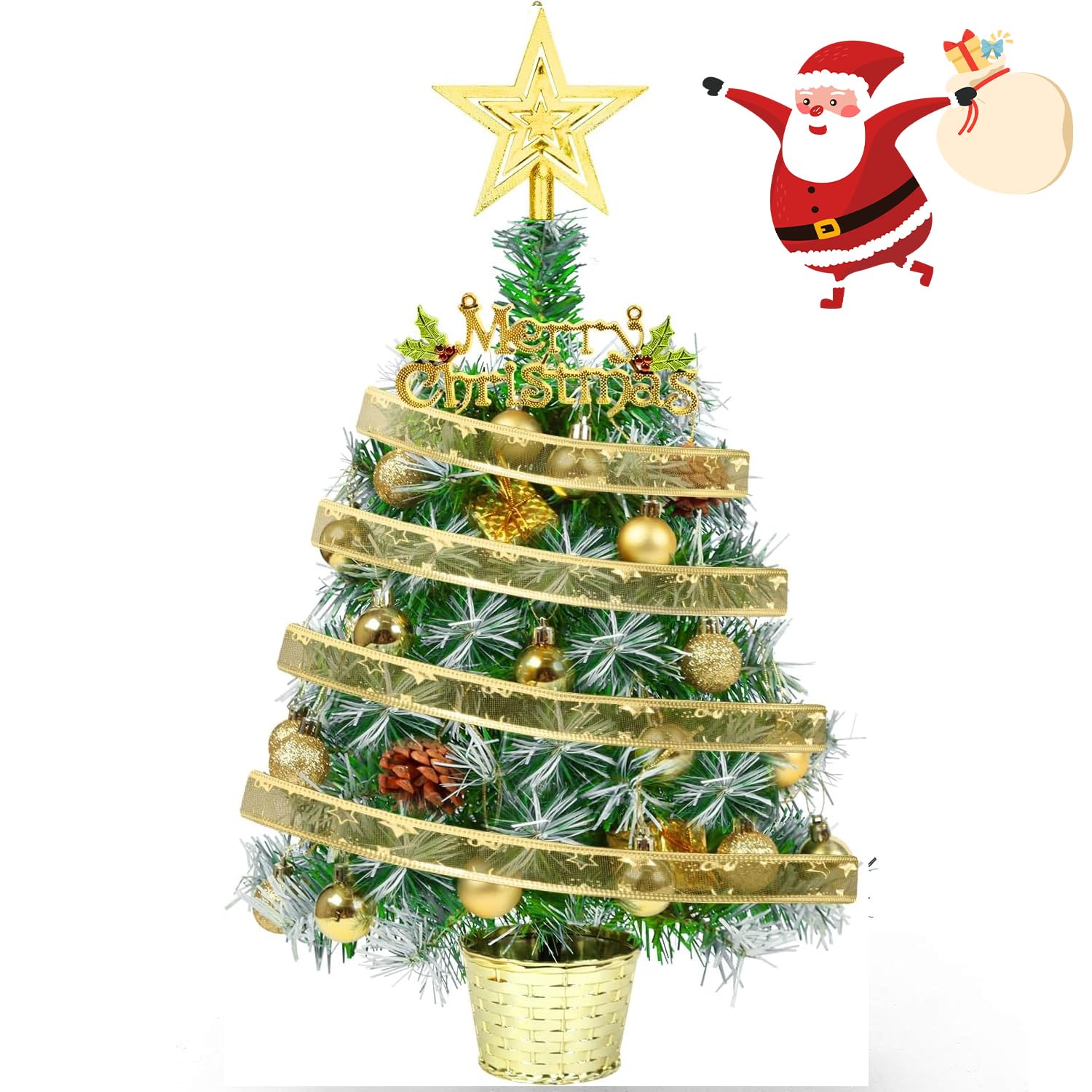Mini albero di Natale da 55 cm, decorazioni artificiali per albero di Natale da tavolo per Natale, casa, cucina, tavolo da pranzo