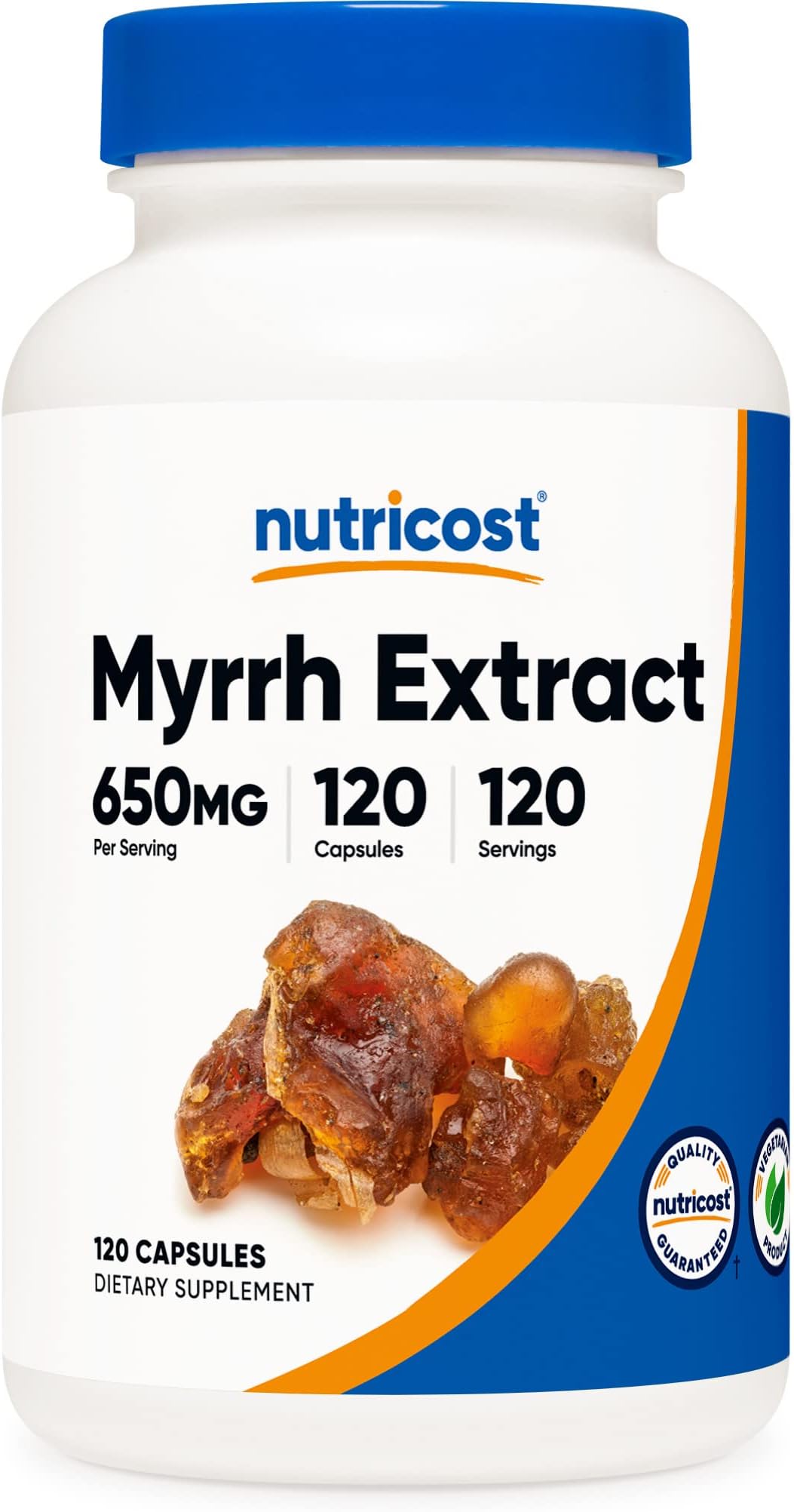 Myrrh Exract Capsules 650 MG, 120 Capsules - Gluten Free, Vegetarian, Non-GMO